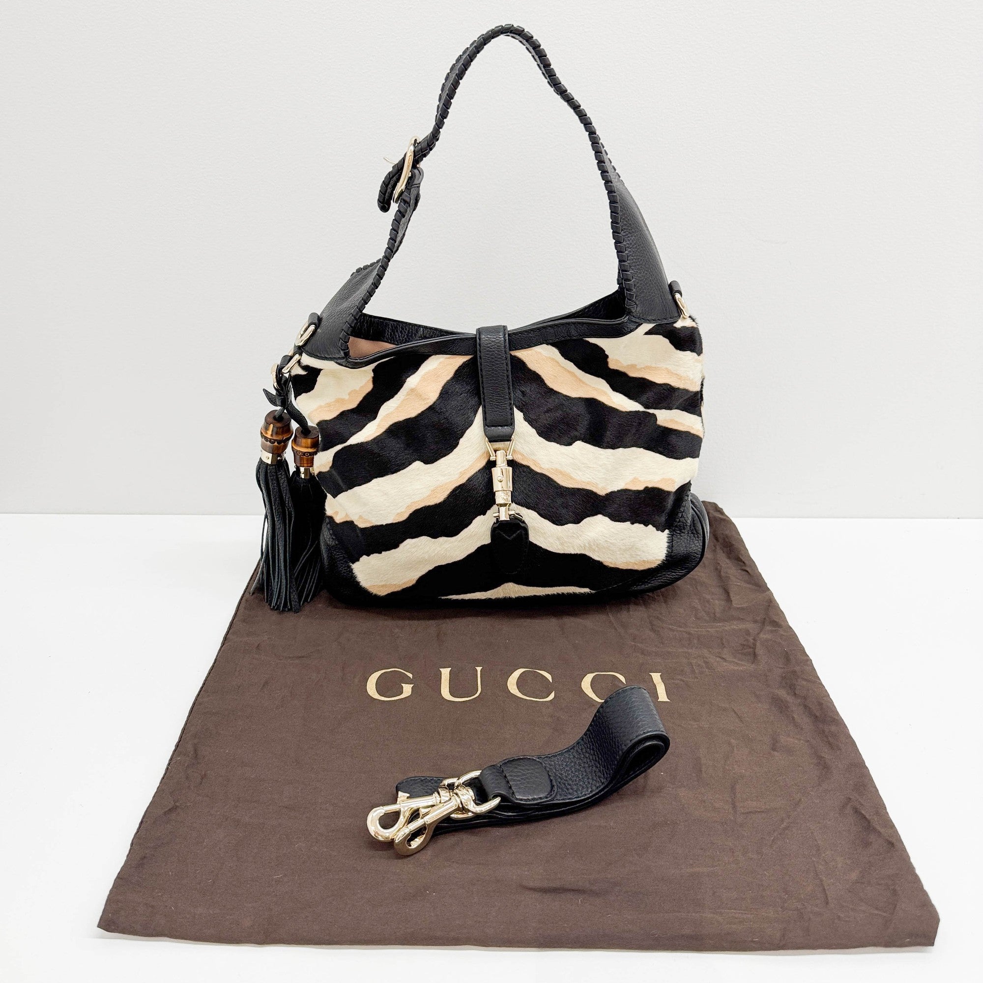 Jackie Animal Print in Pony Hair and Leather Shoulder Bag