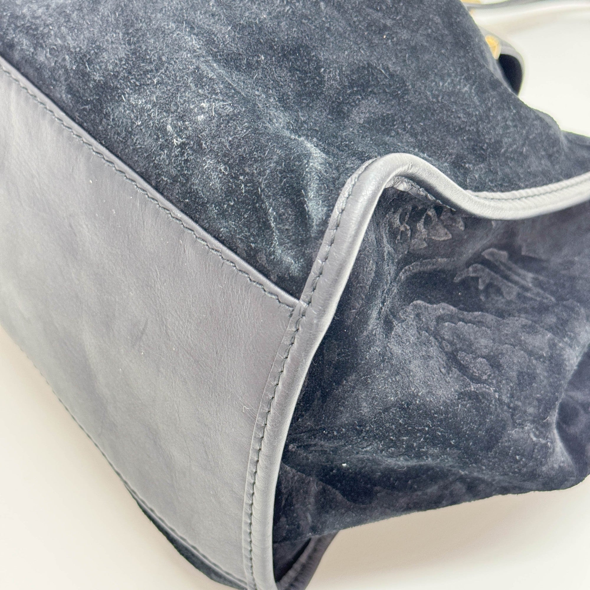 Stirrup in Black Jacquard with Gold Hardware Shoulder Bag