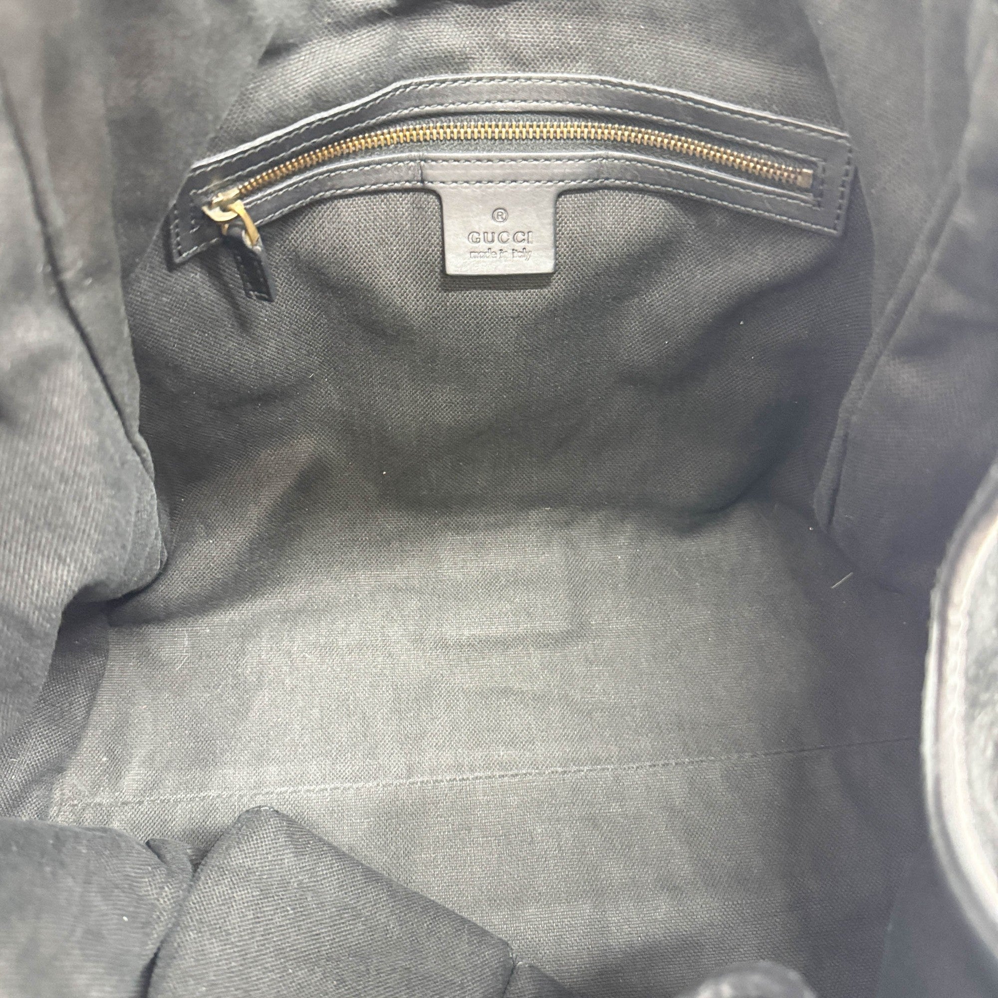 Stirrup in Black Jacquard with Gold Hardware Shoulder Bag