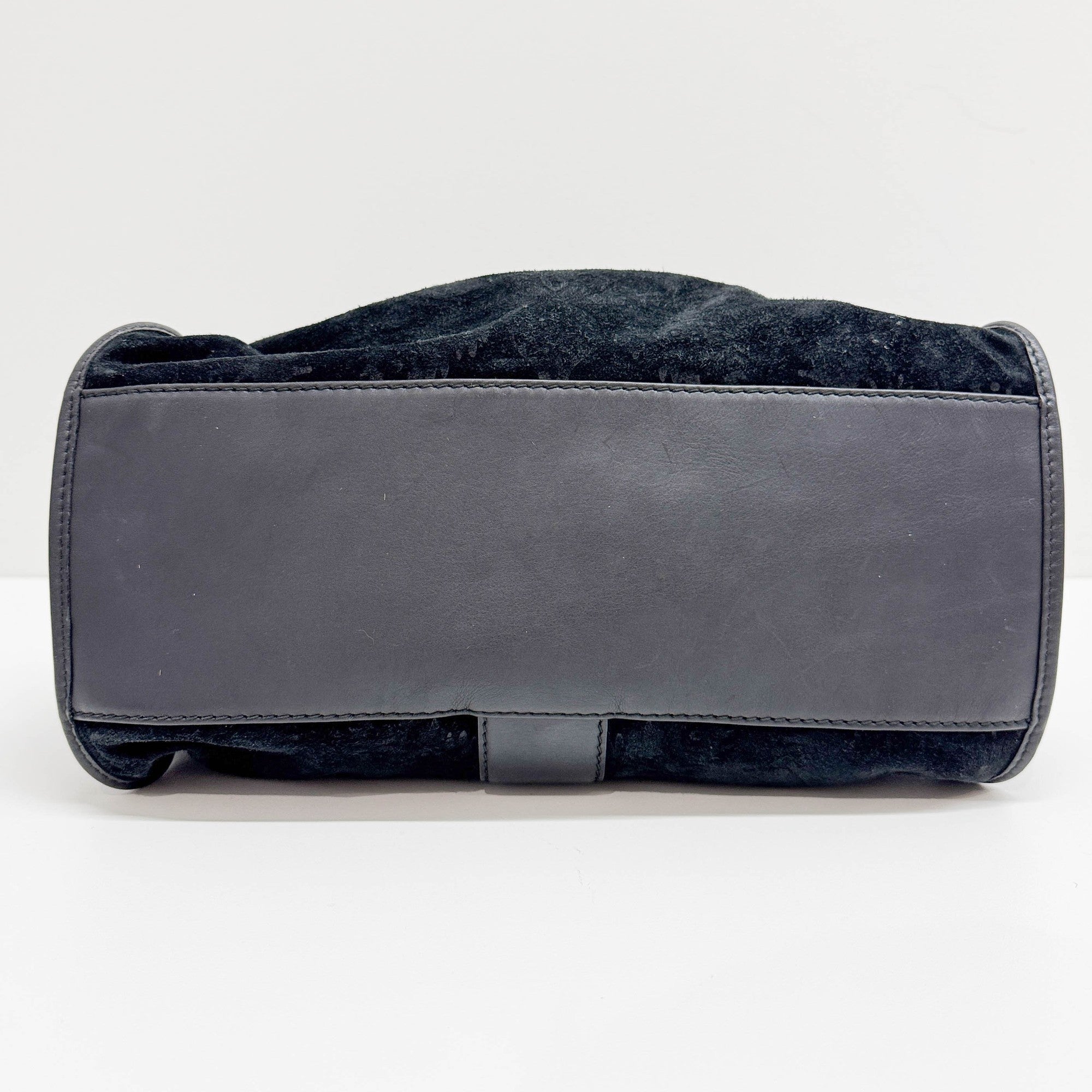 Stirrup in Black Jacquard with Gold Hardware Shoulder Bag