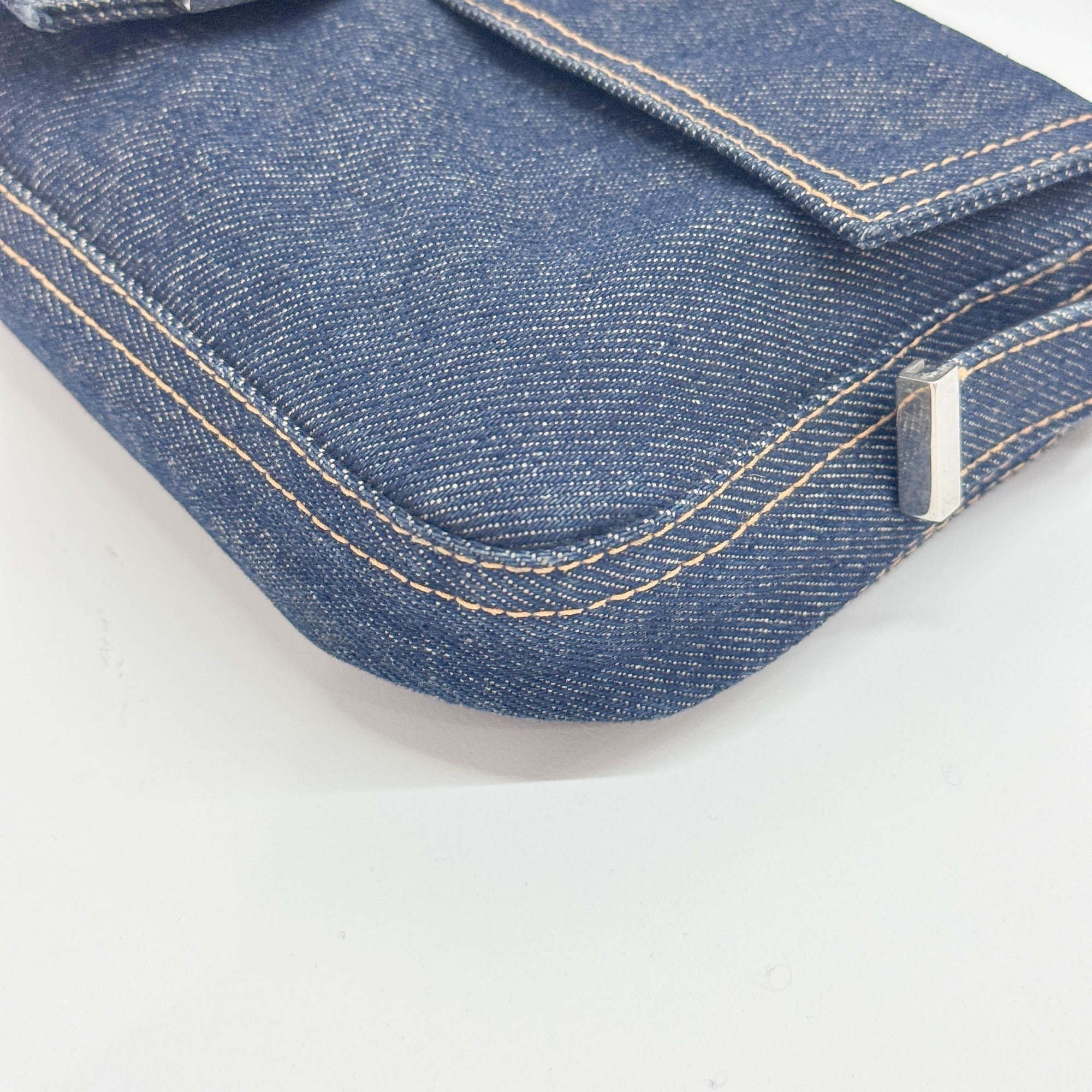 Baguette in Blue Denim and SIlver Hardware
