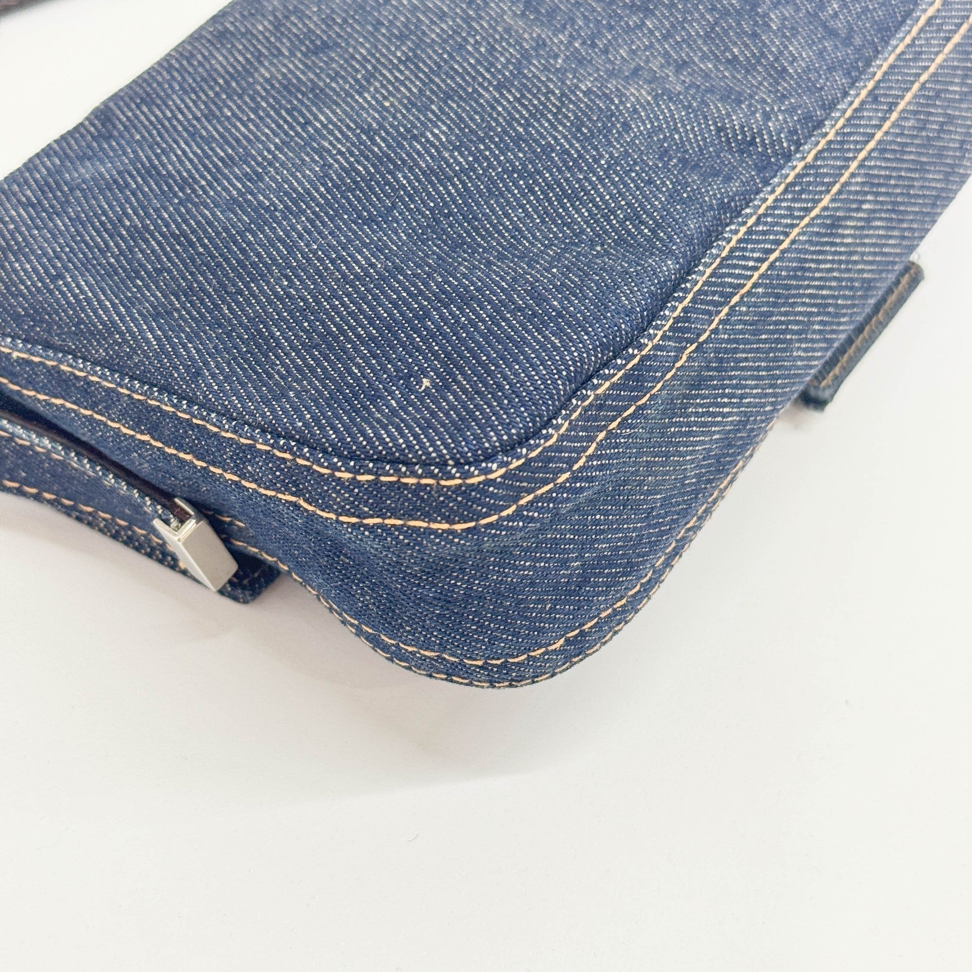 Baguette in Blue Denim and SIlver Hardware