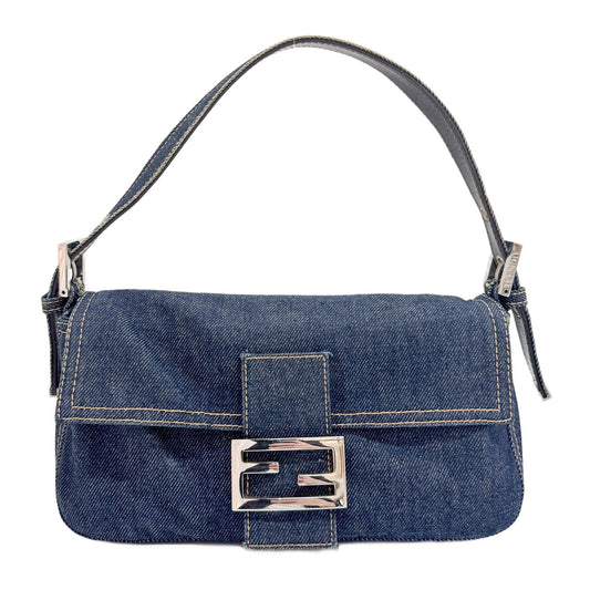 Baguette in Blue Denim and SIlver Hardware