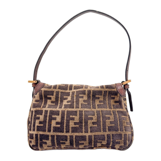 Brown Zucca with Gold Buckle Handle Bag