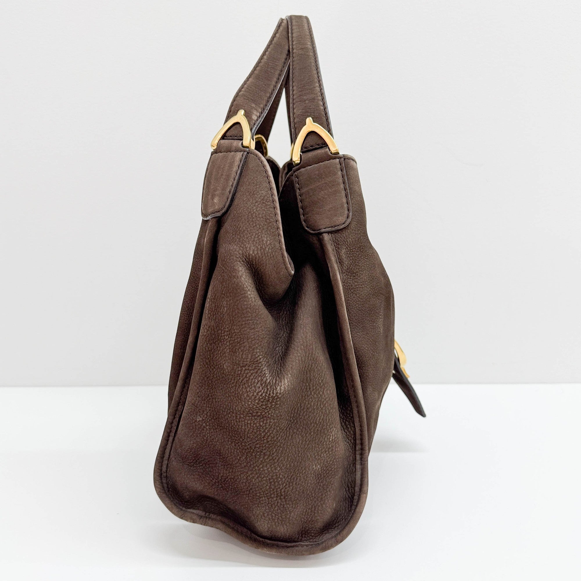 Stirrup Brown Leather Shoulder Bag