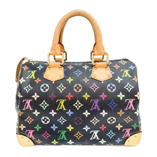 LV x Takashi Murakami Speedy 30 Black Monogram Leather Hand Bag