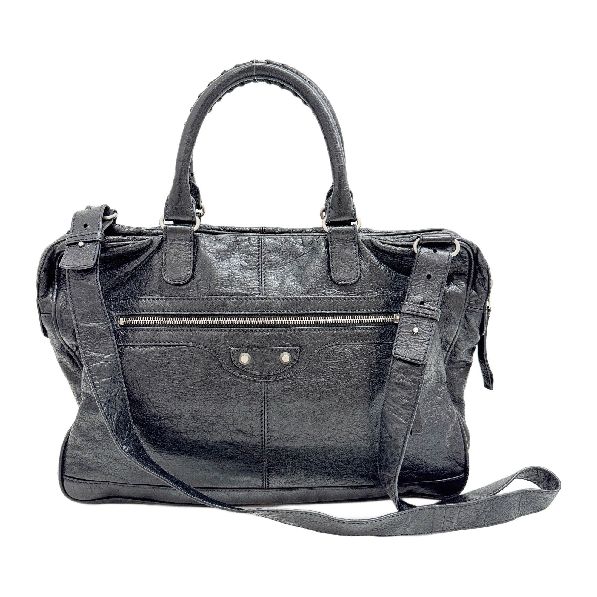 Papier Black Leather Two Way Bag