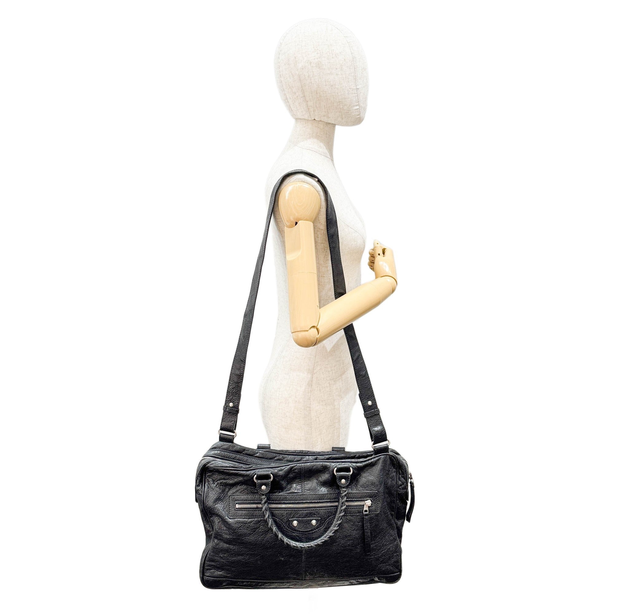 Papier Black Leather Two Way Bag
