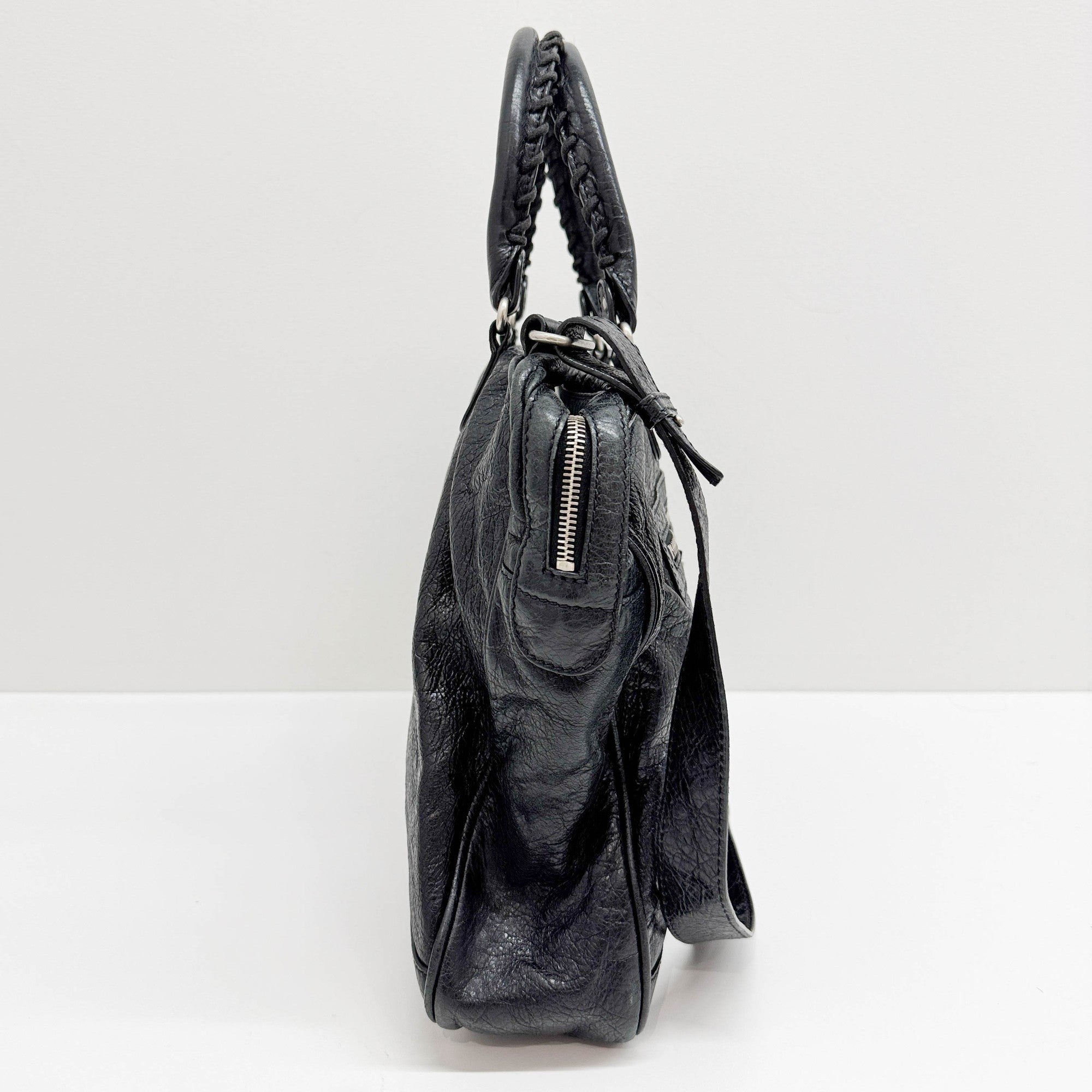 Papier Black Leather Two Way Bag