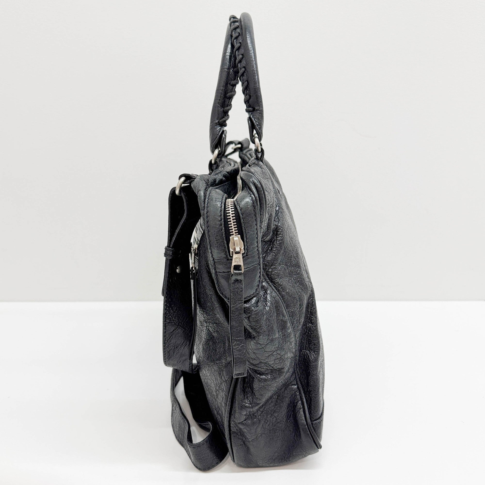 Papier Black Leather Two Way Bag