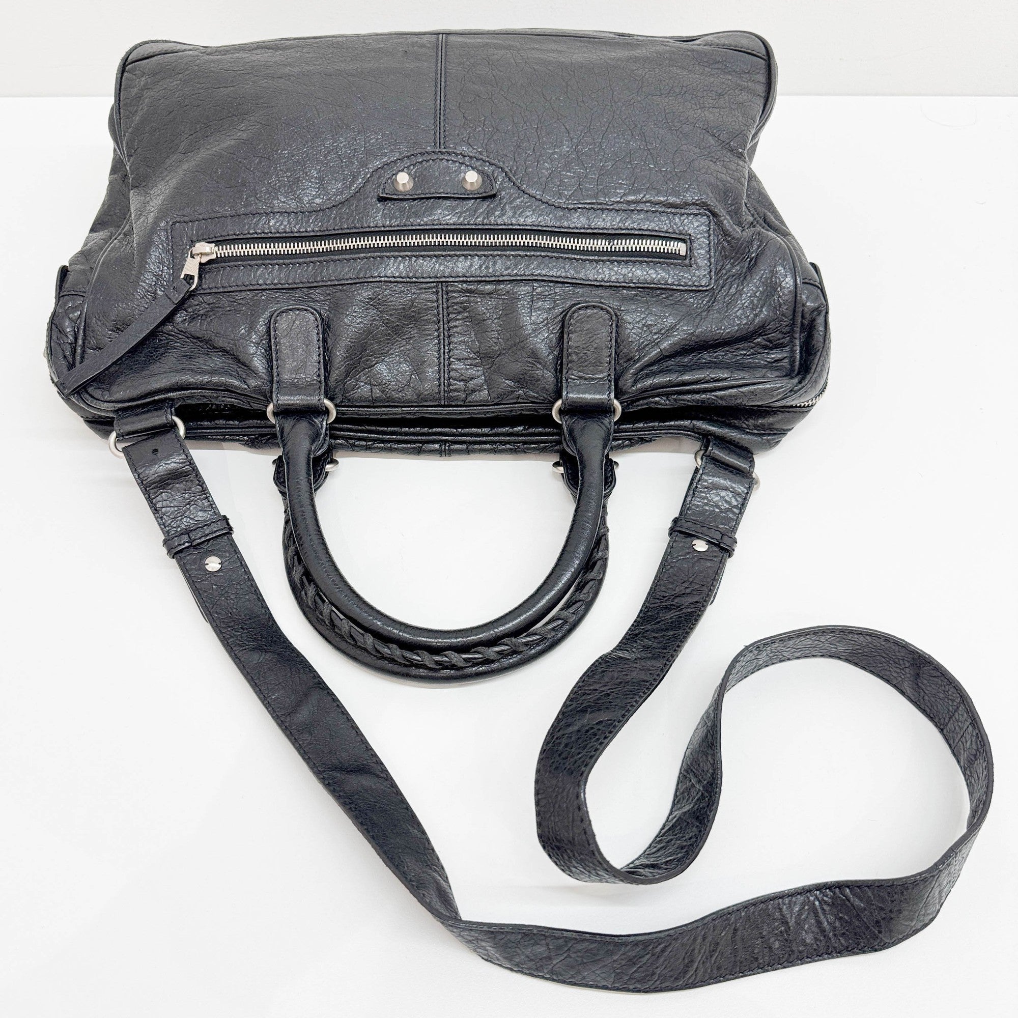 Papier Black Leather Two Way Bag