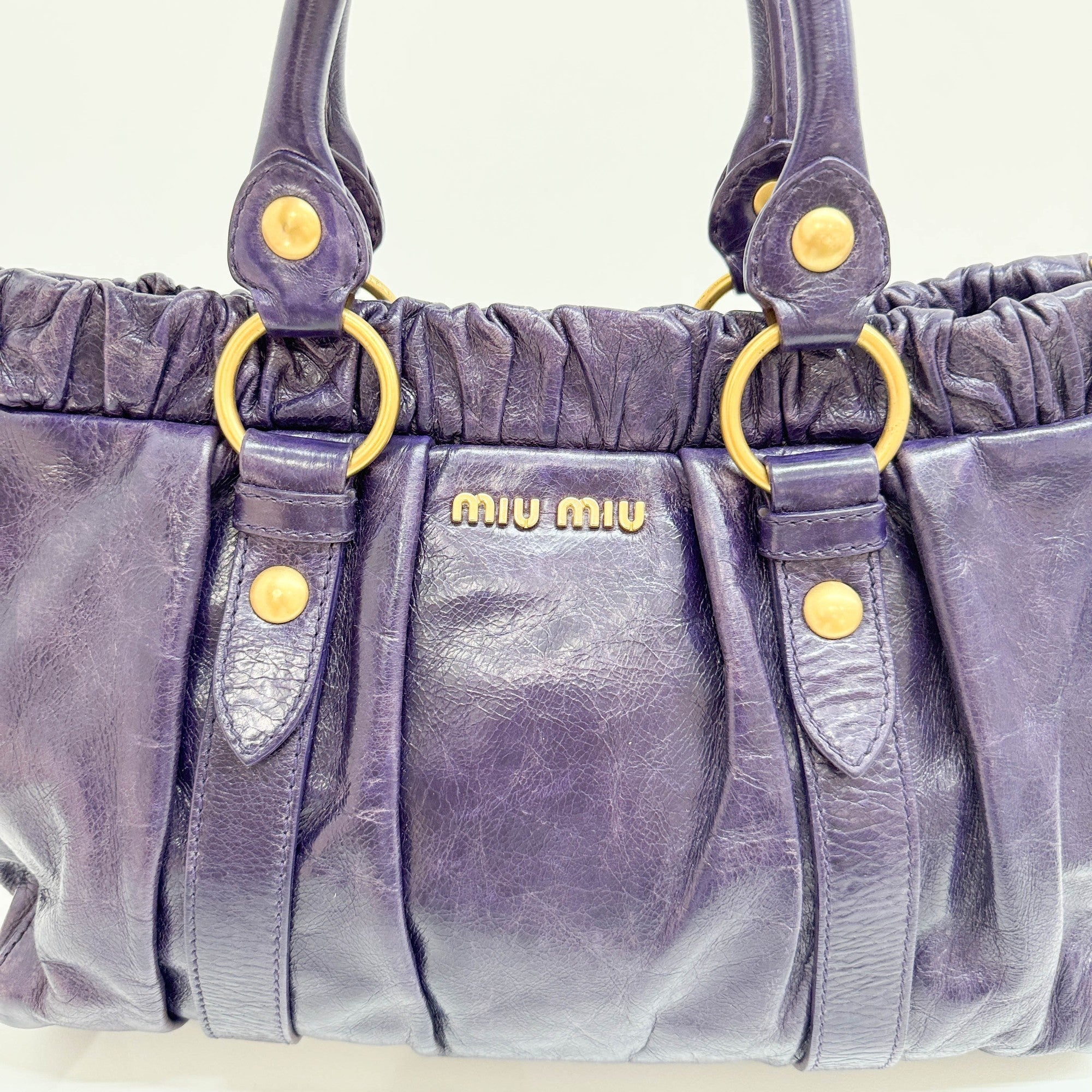 Vitello Purple Leather Two Way Bag