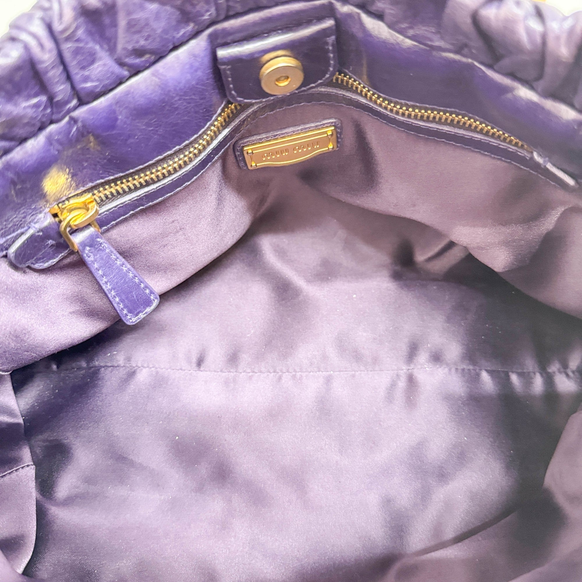 Vitello Purple Leather Two Way Bag