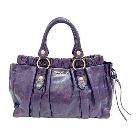 Vitello Purple Leather Two Way Bag
