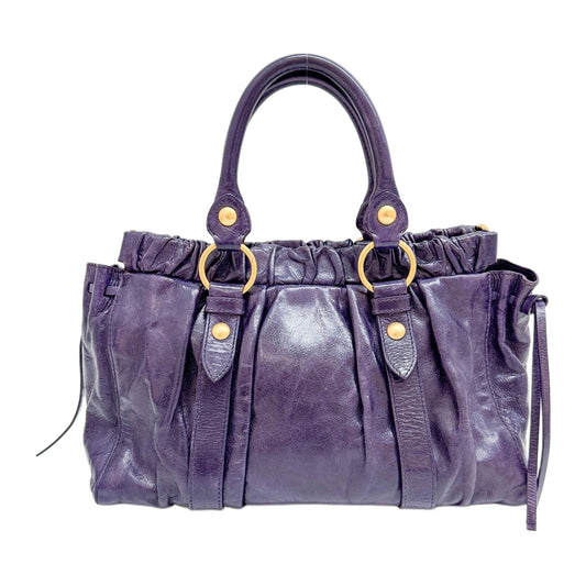Vitello Purple Leather Two Way Bag