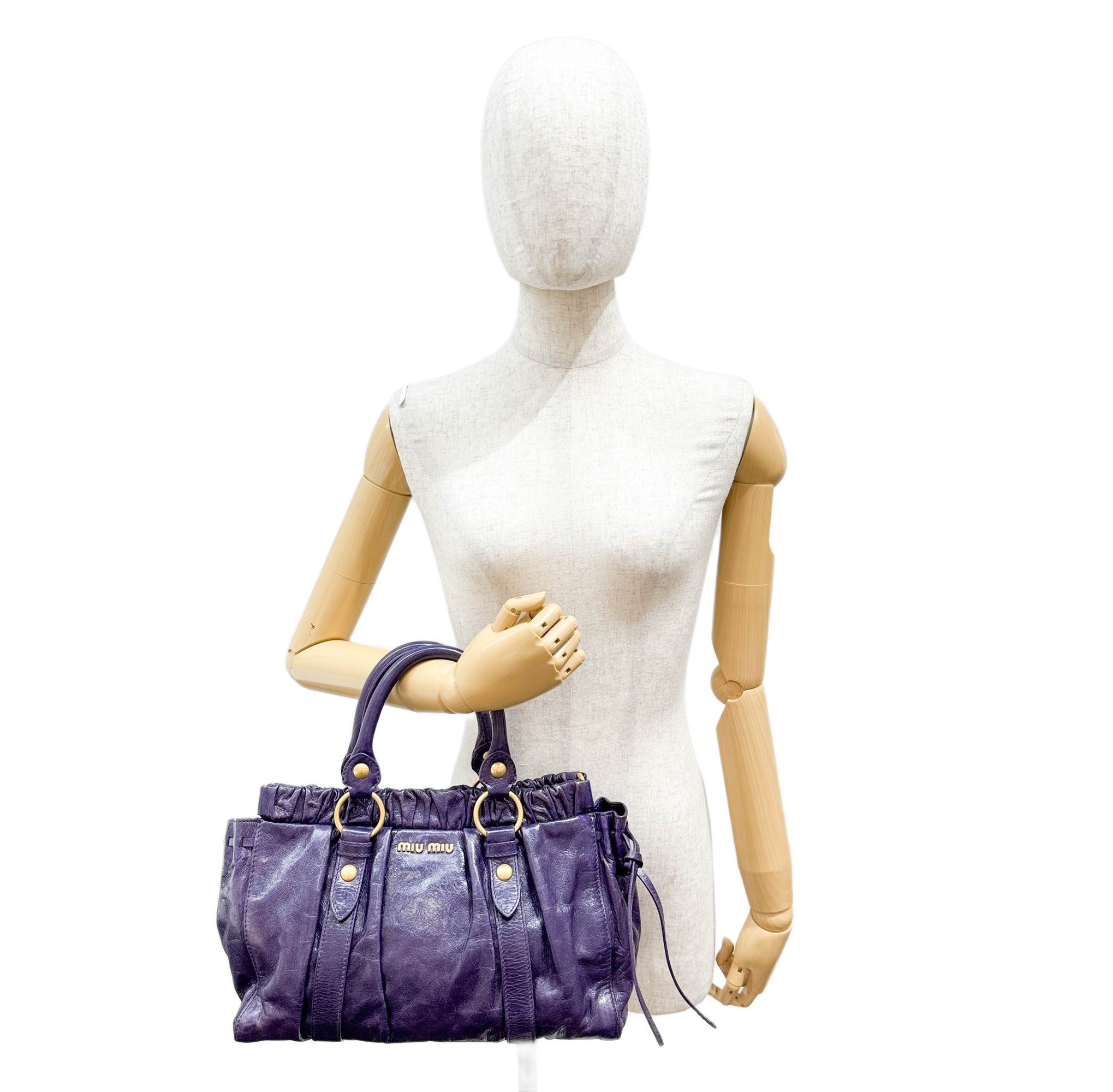 Vitello Purple Leather Two Way Bag