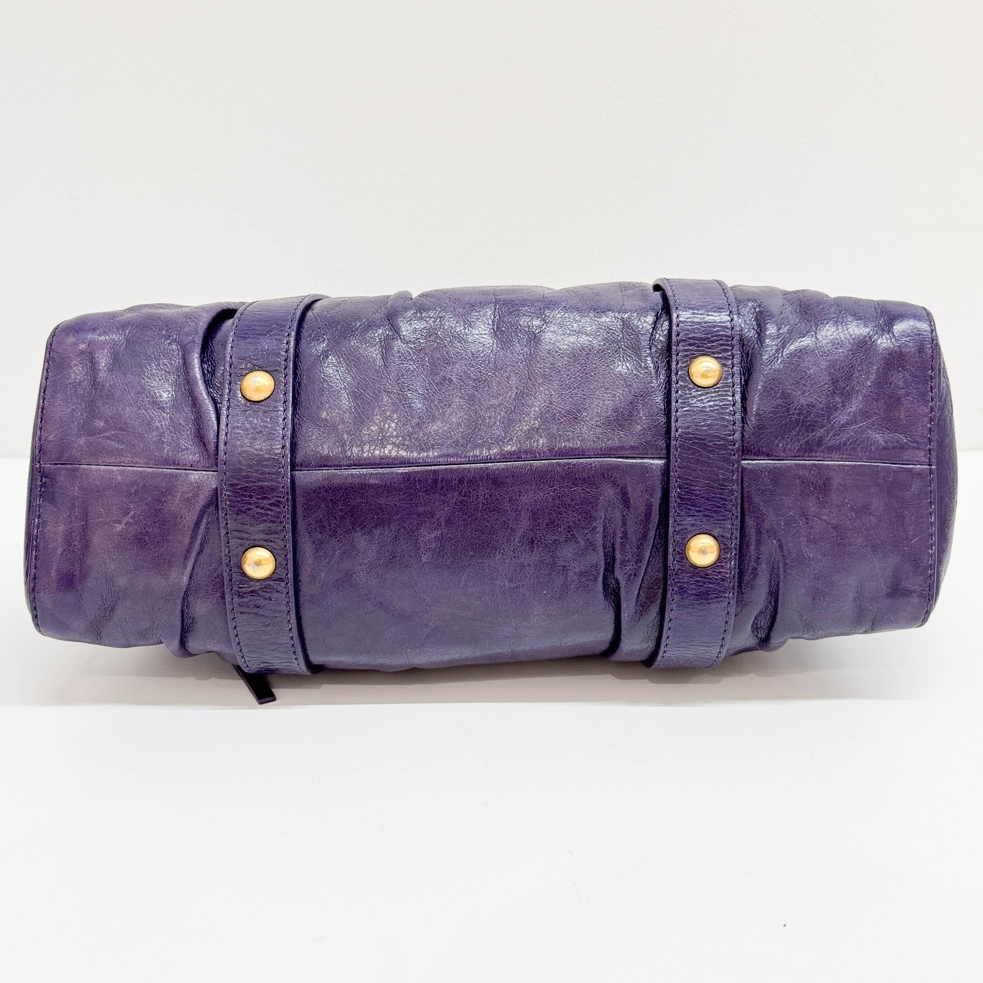 Vitello Purple Leather Two Way Bag