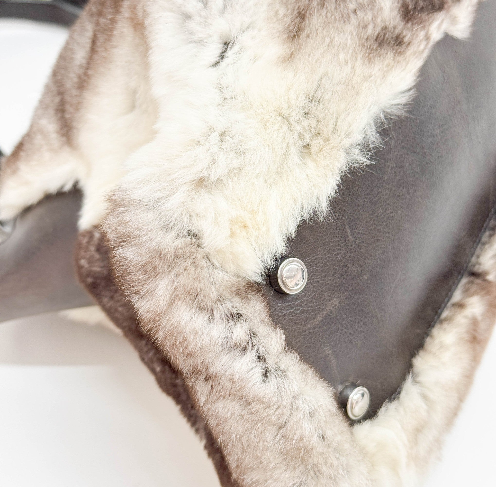 Marcello Grey Fur Hand Bag