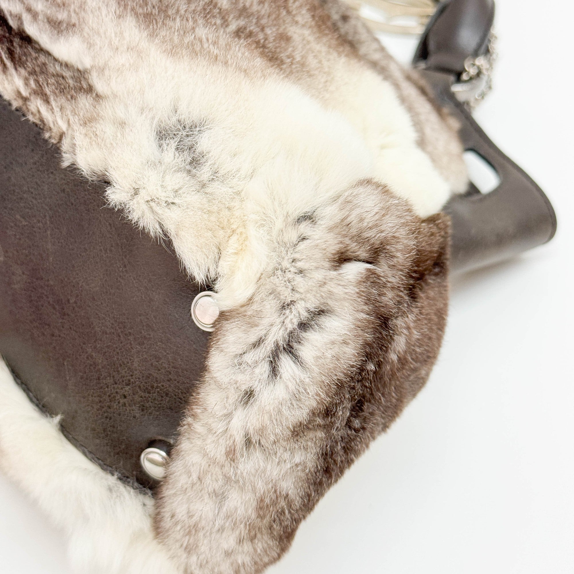 Marcello Grey Fur Hand Bag