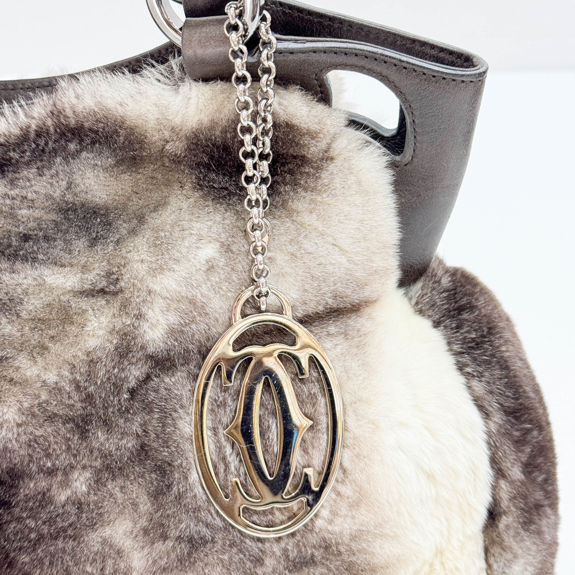 Marcello Grey Fur Hand Bag