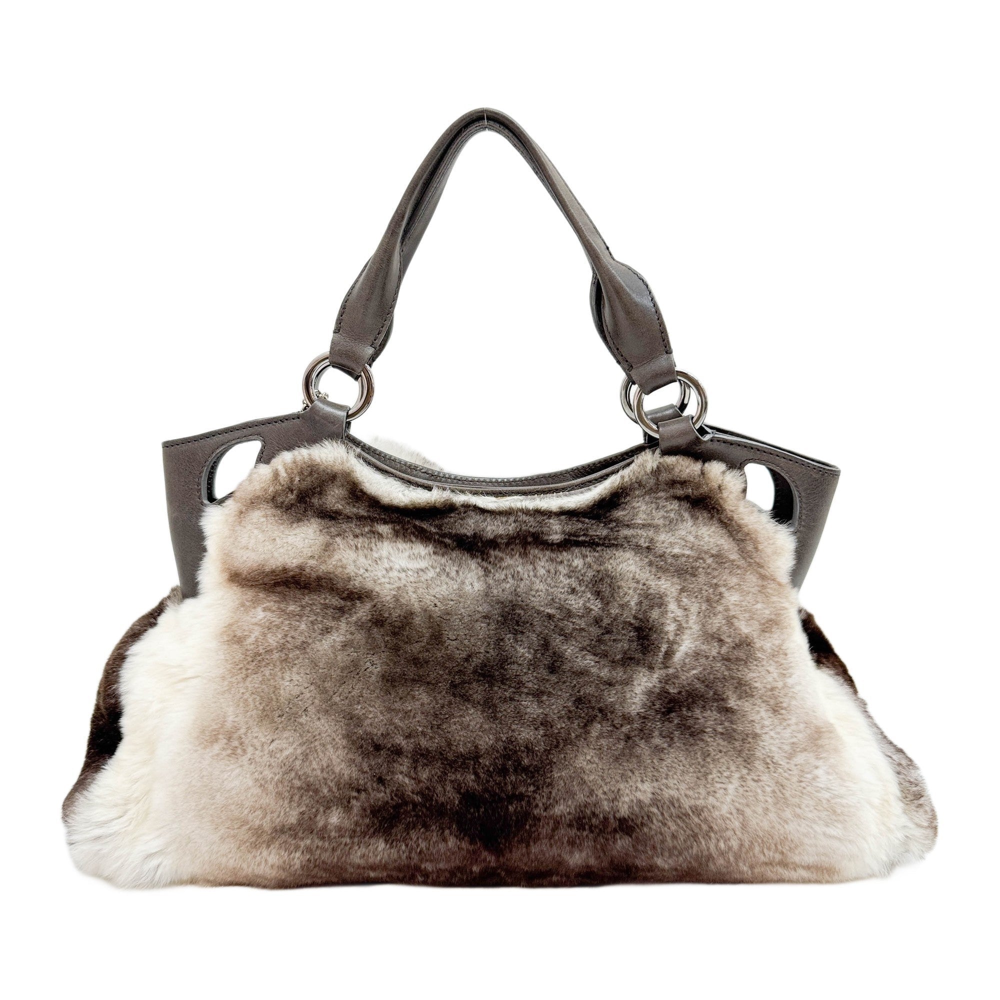 Marcello Grey Fur Hand Bag