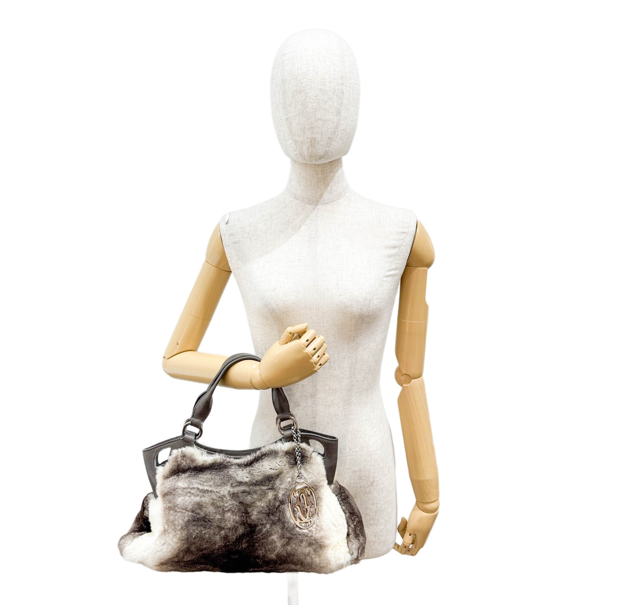 Marcello Grey Fur Hand Bag