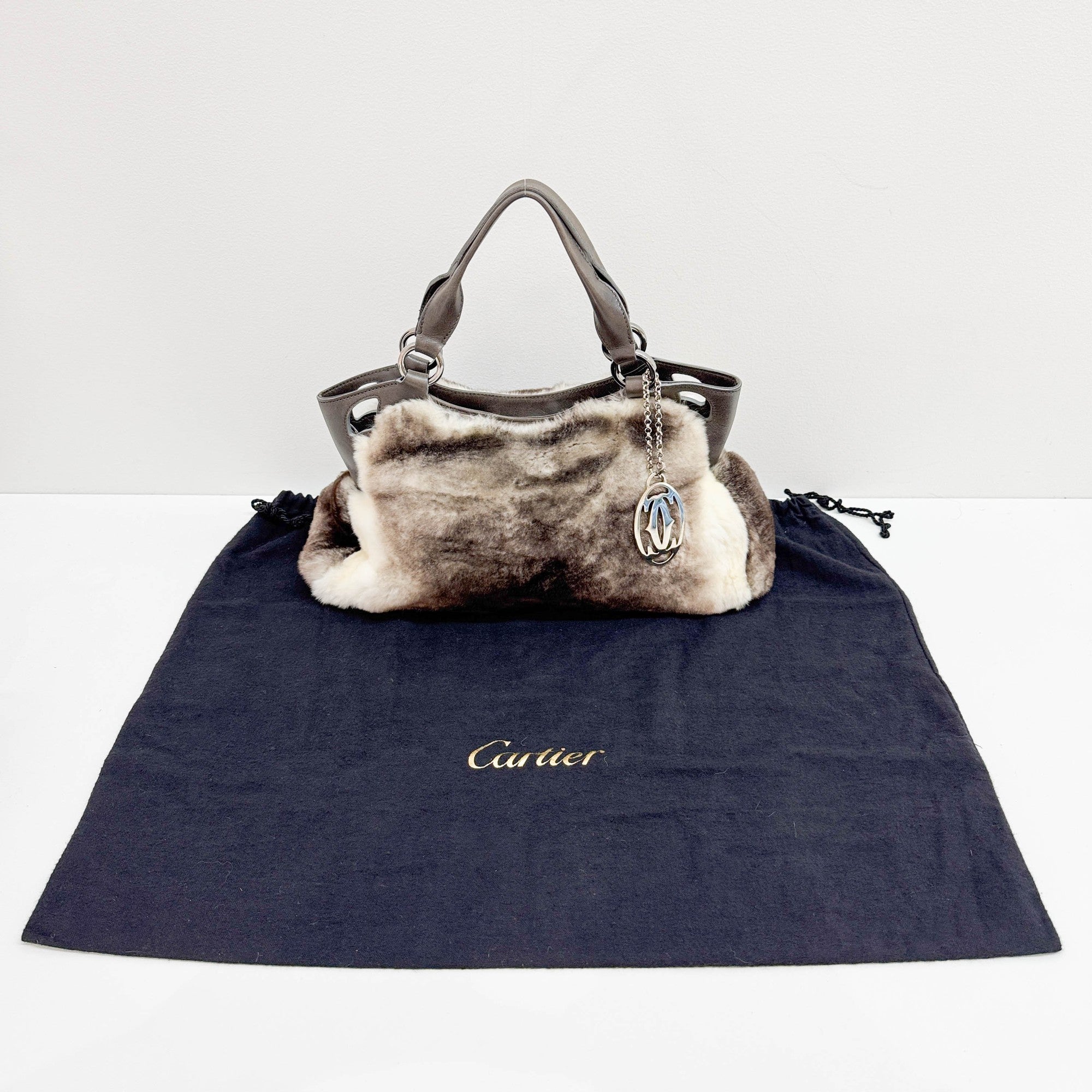Marcello Grey Fur Hand Bag