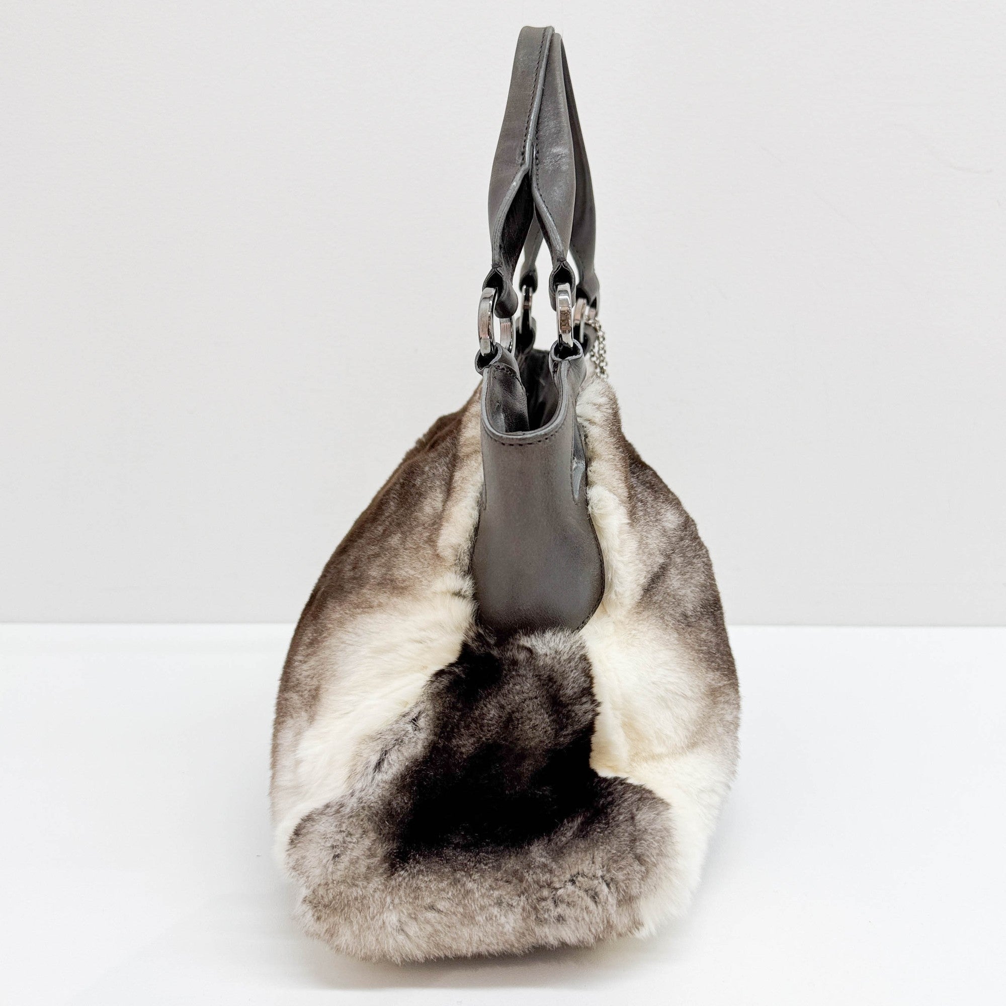 Marcello Grey Fur Hand Bag