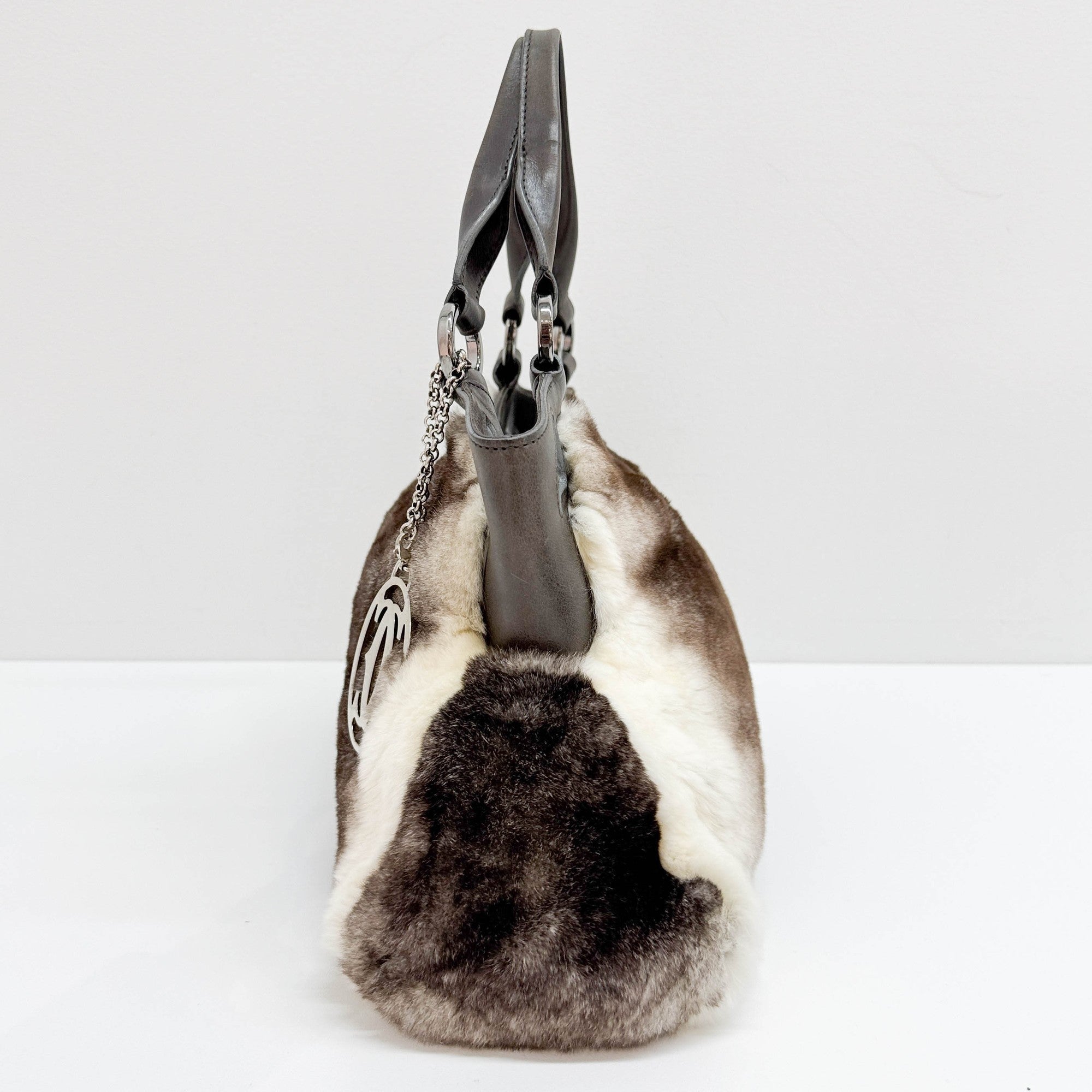 Marcello Grey Fur Hand Bag