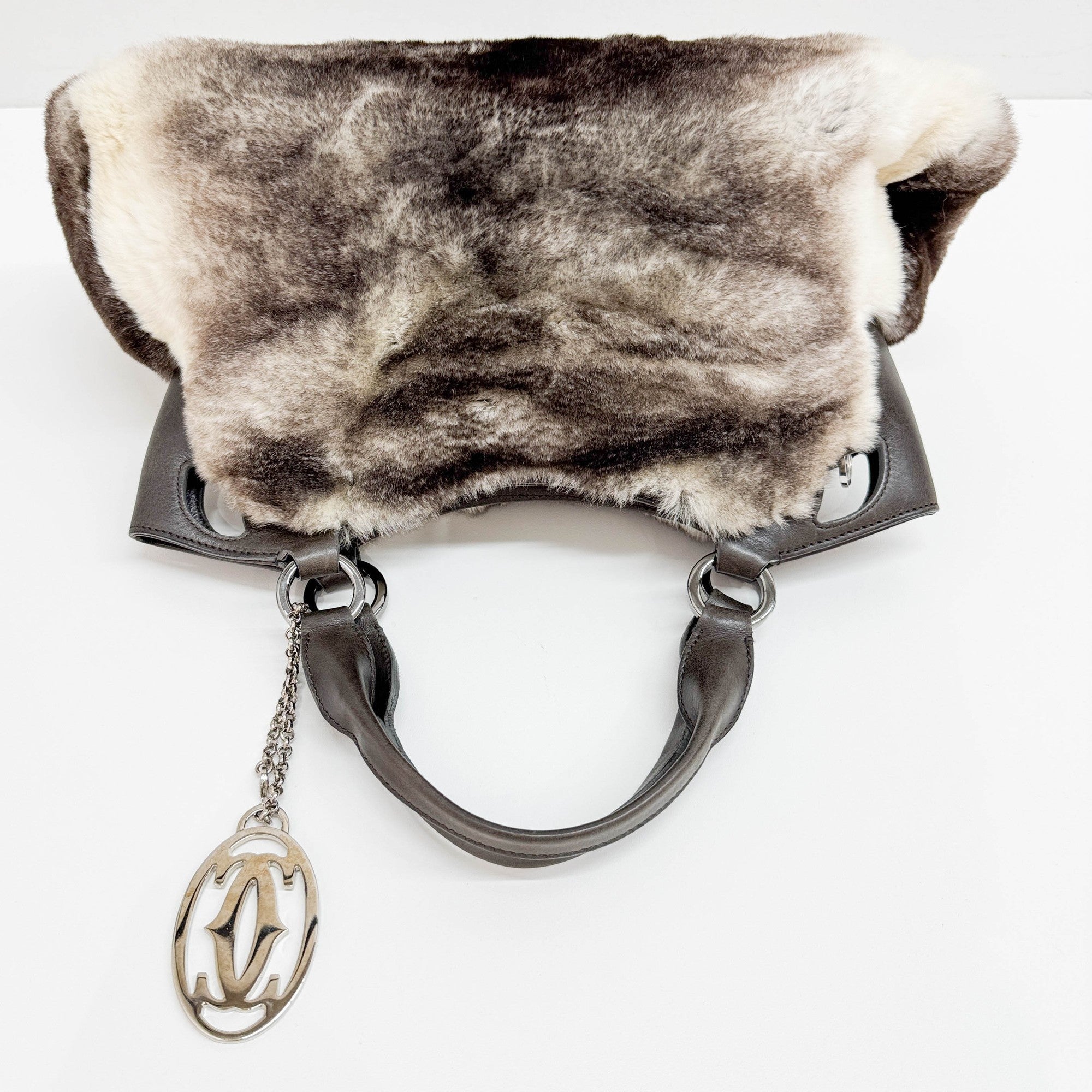 Marcello Grey Fur Hand Bag