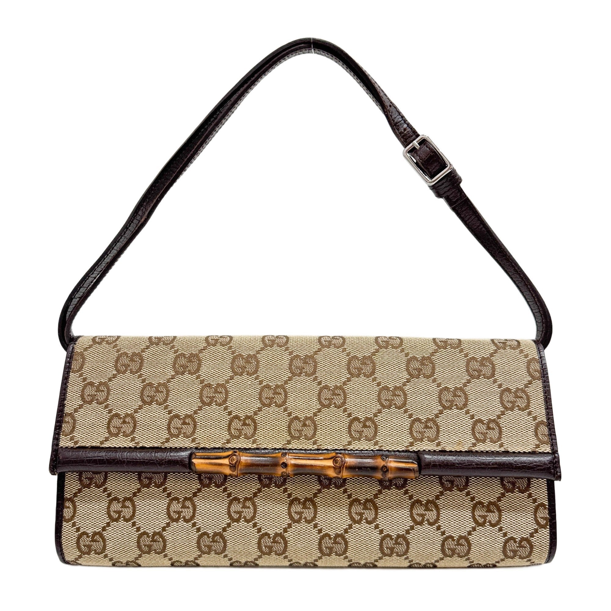 Bamboo Bullet Brown GG Canvas Shoulder Bag