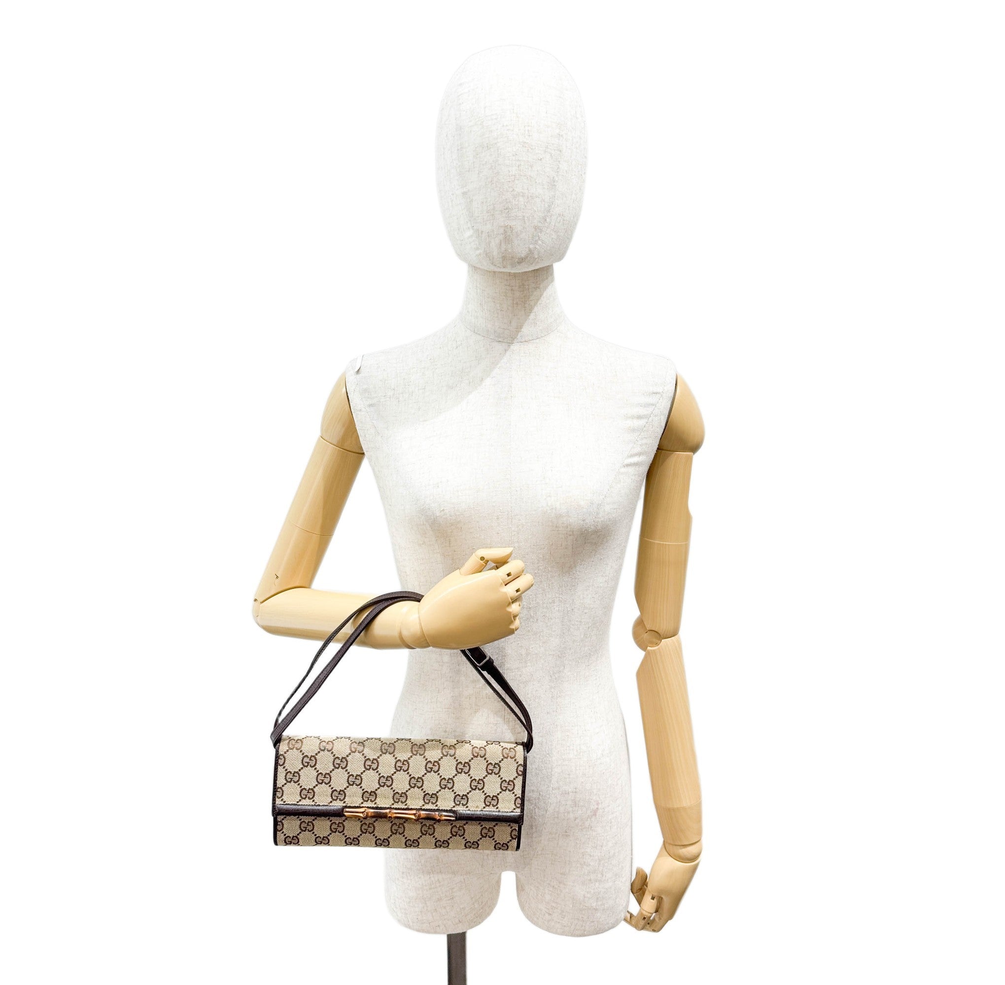 Bamboo Bullet Brown GG Canvas Shoulder Bag