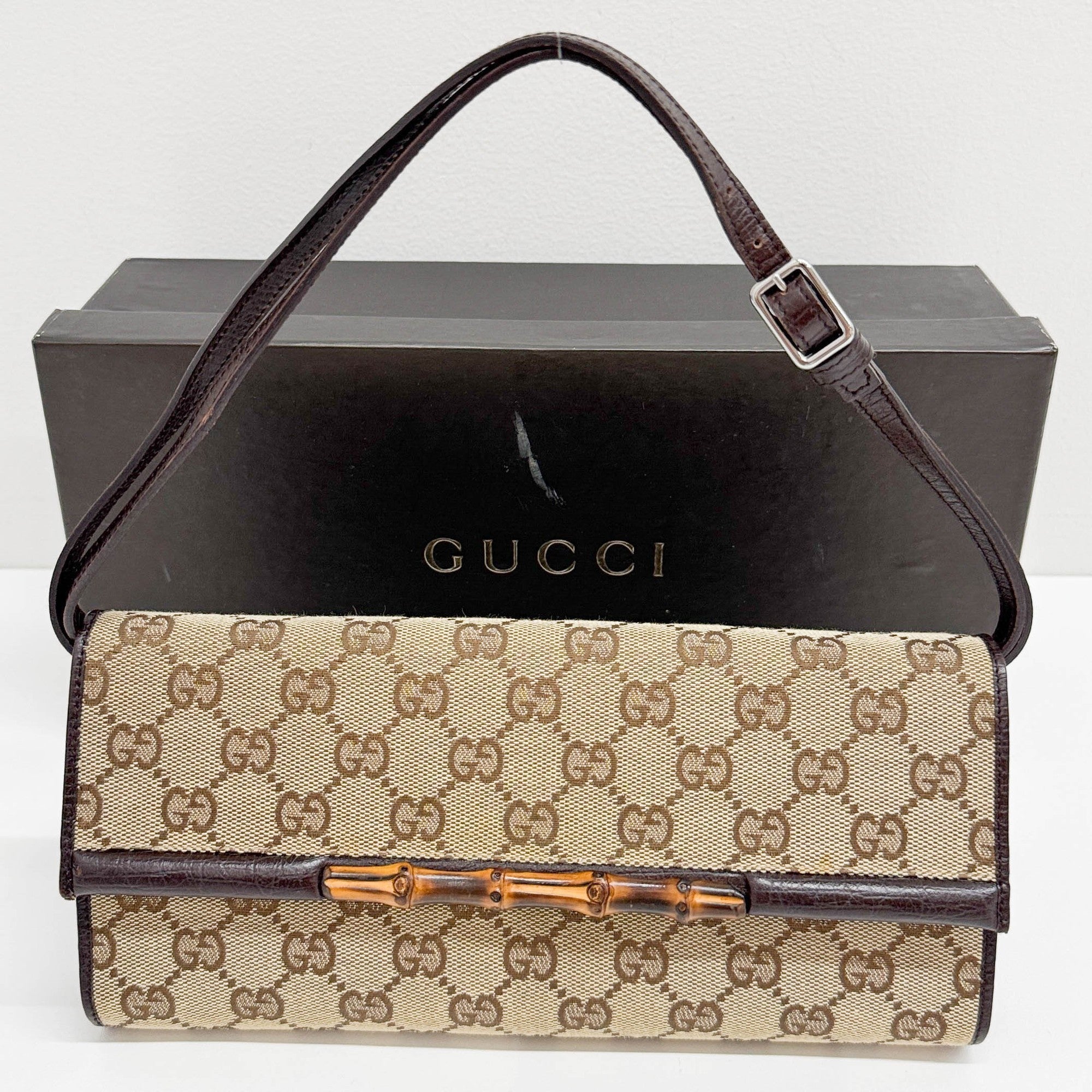 Bamboo Bullet Brown GG Canvas Shoulder Bag