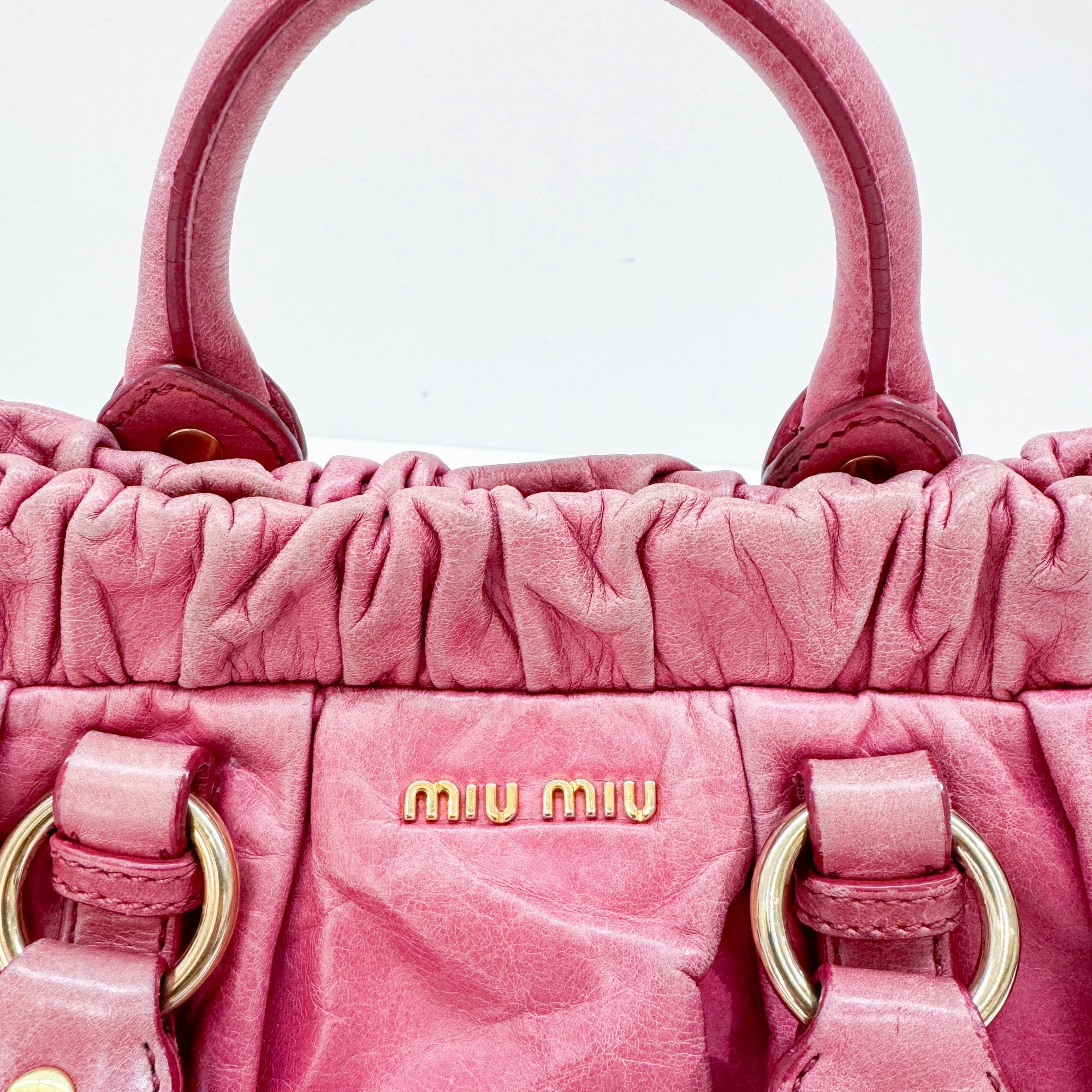 Mini Vitello Pink Leather Two Way Bag