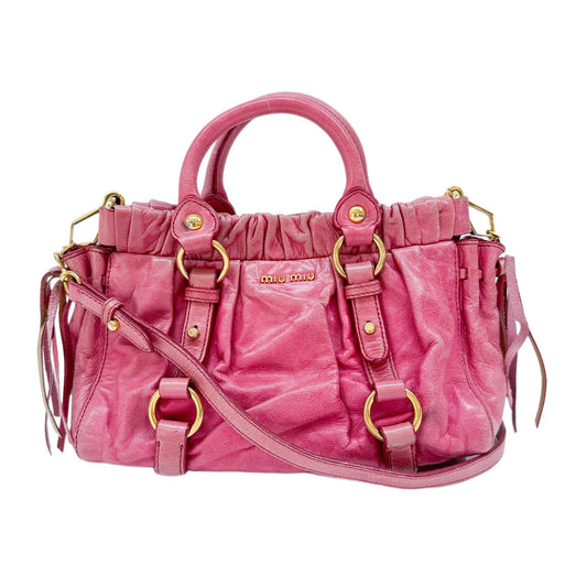 Mini Vitello Pink Leather Two Way Bag