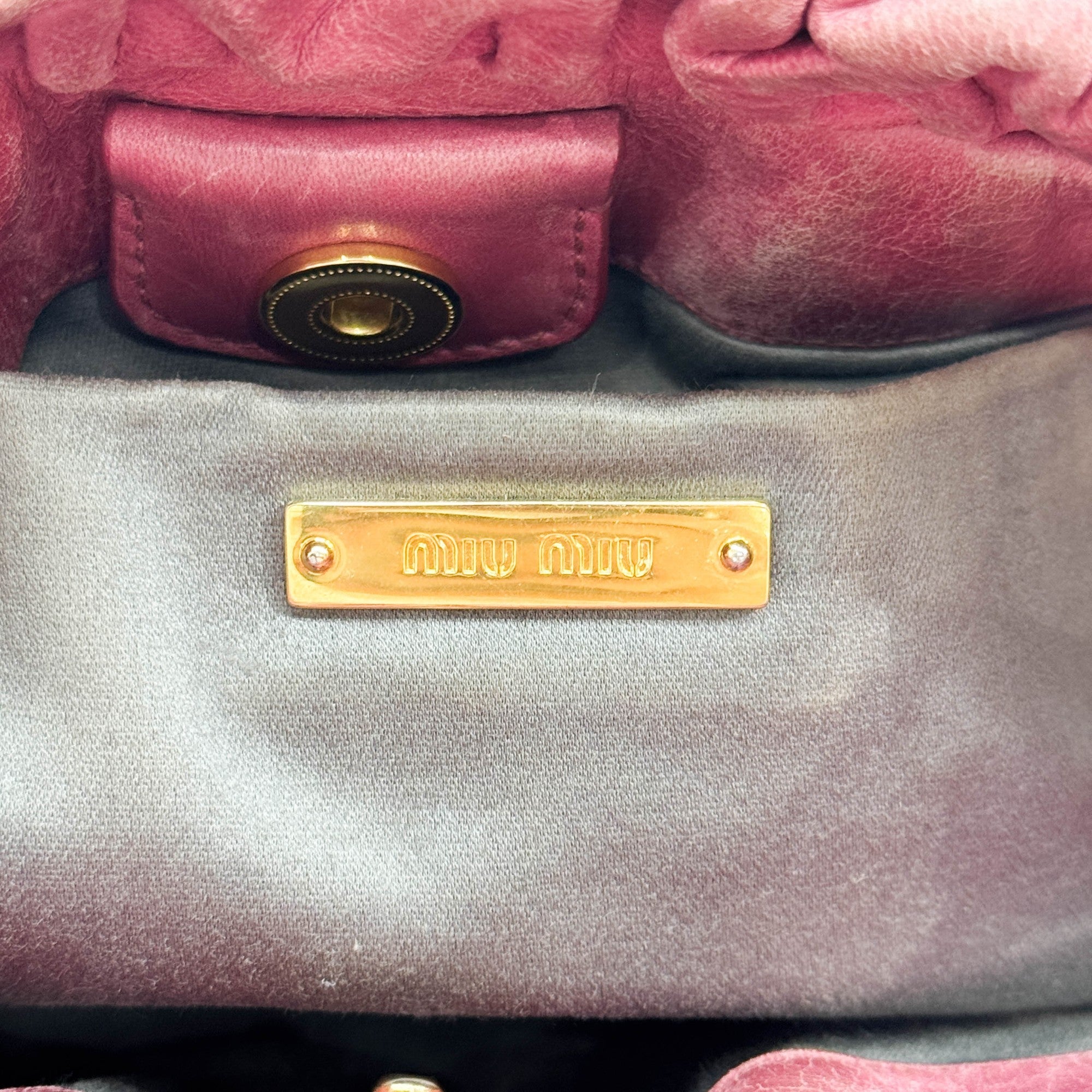 Mini Vitello Pink Leather Two Way Bag