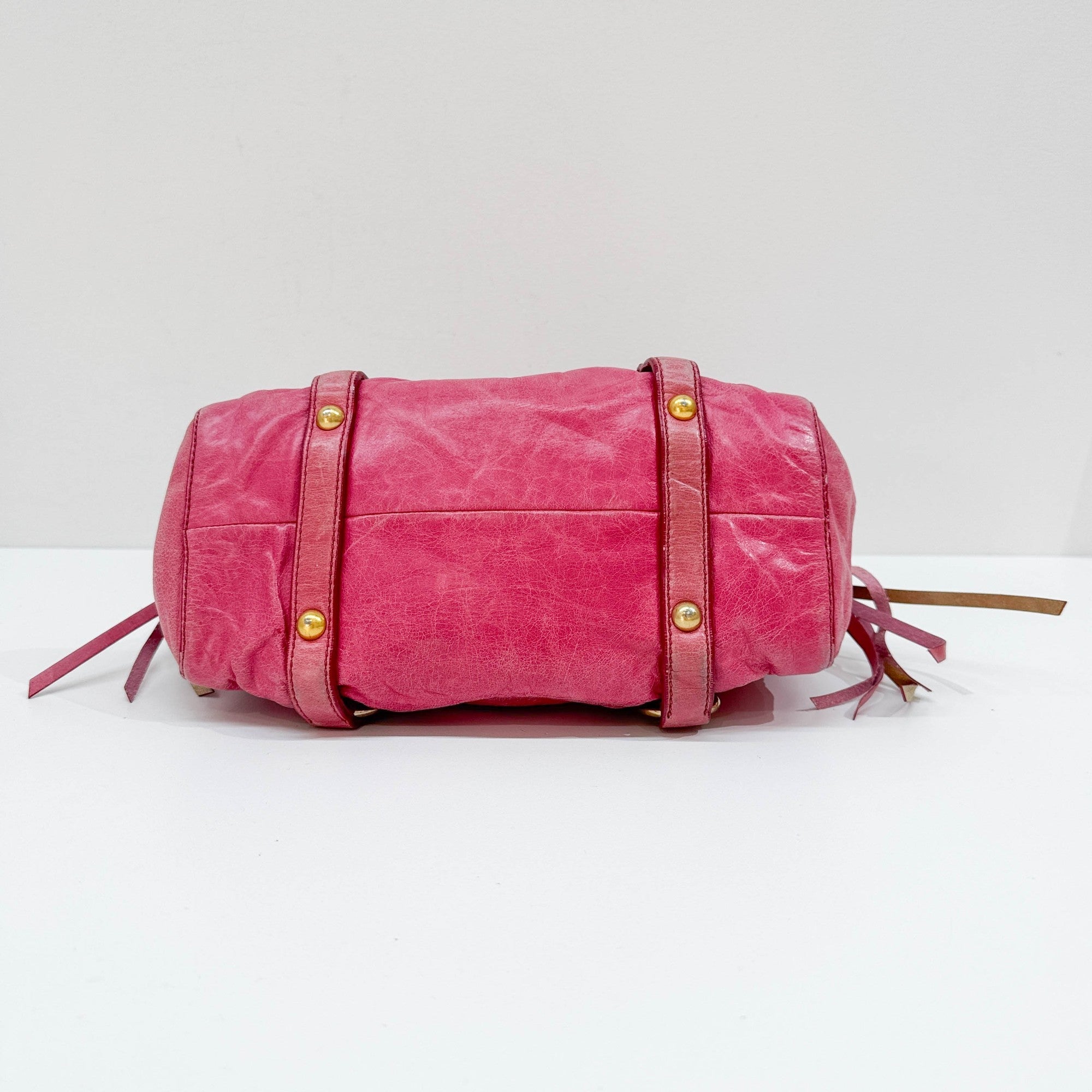 Mini Vitello Pink Leather Two Way Bag