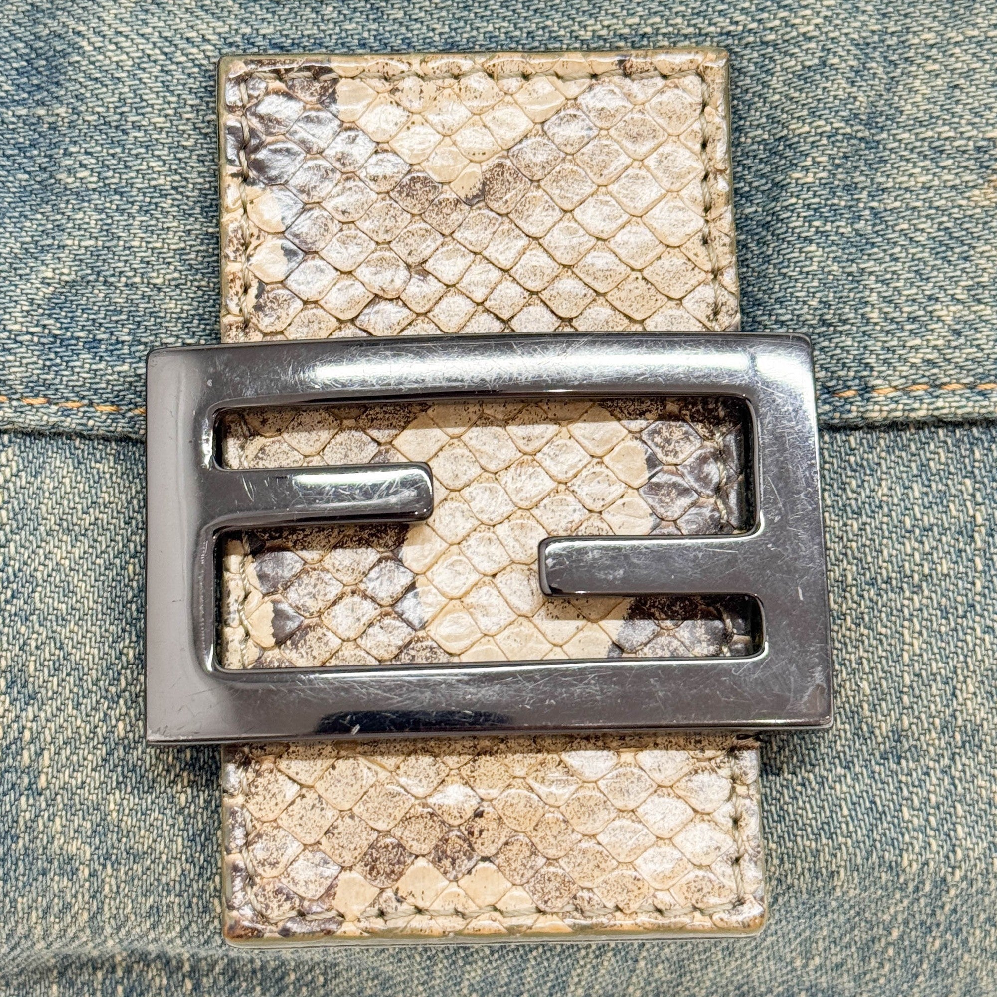 Mini Baguette Blue Denim Shoulder Bag