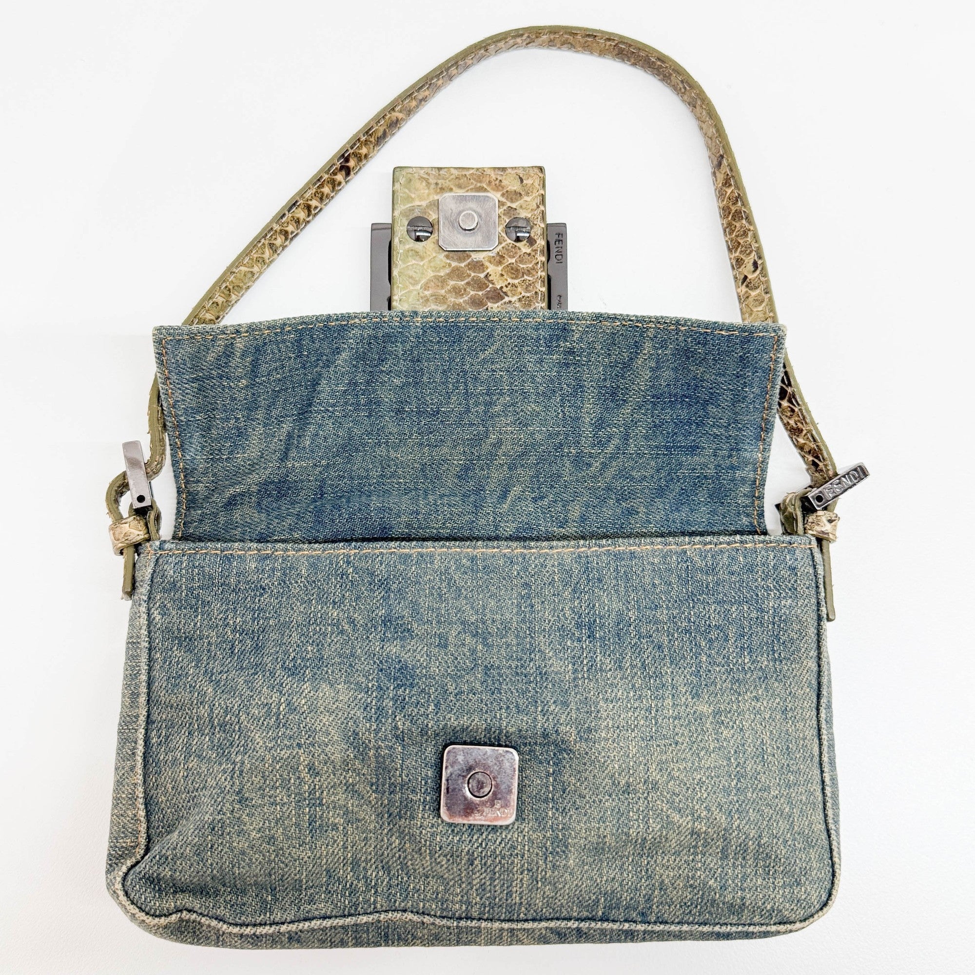 Mini Baguette Blue Denim Shoulder Bag