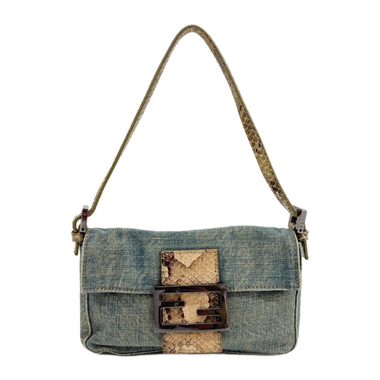 Mini Baguette Blue Denim Shoulder Bag