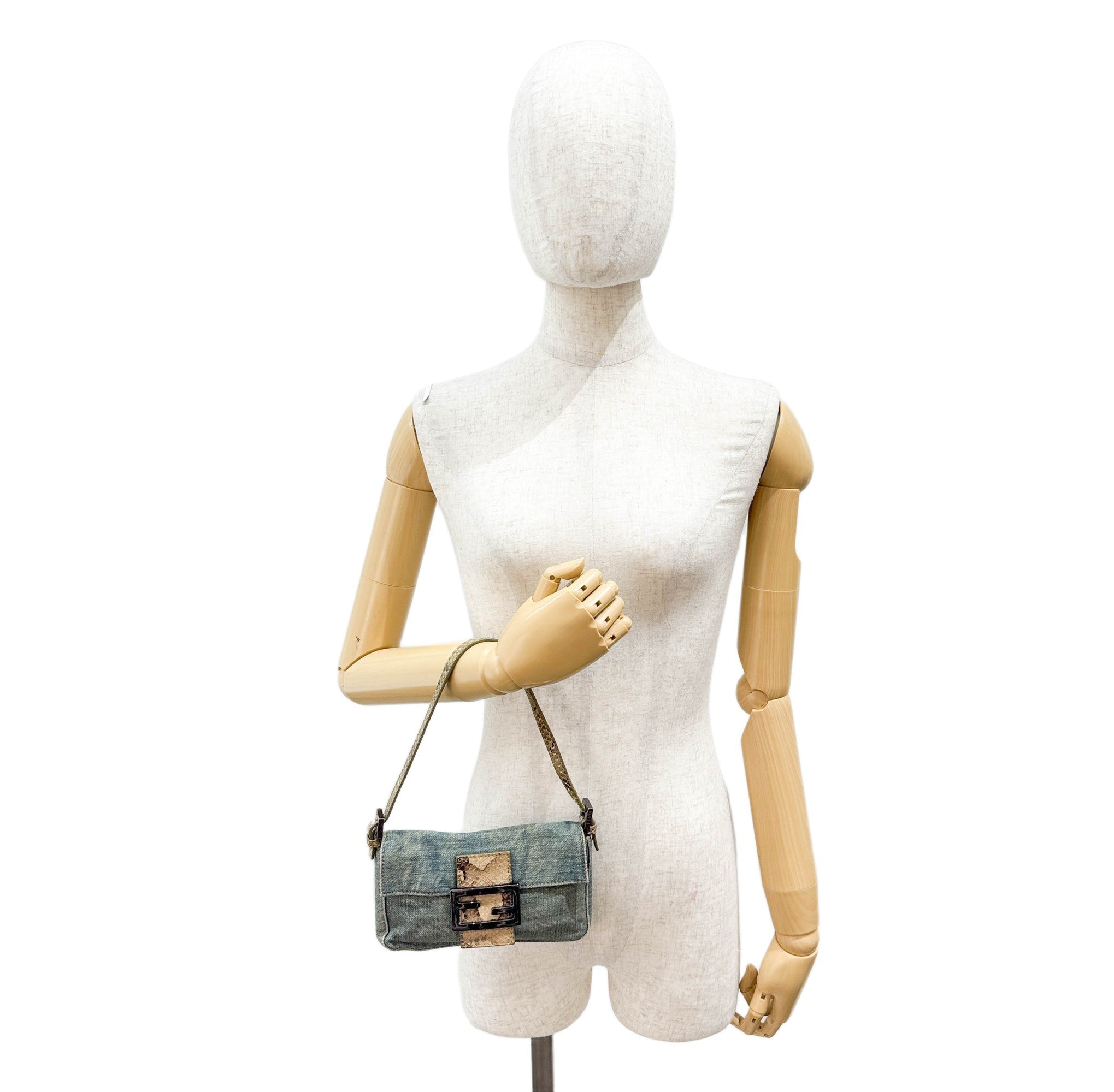 Mini Baguette Blue Denim Shoulder Bag