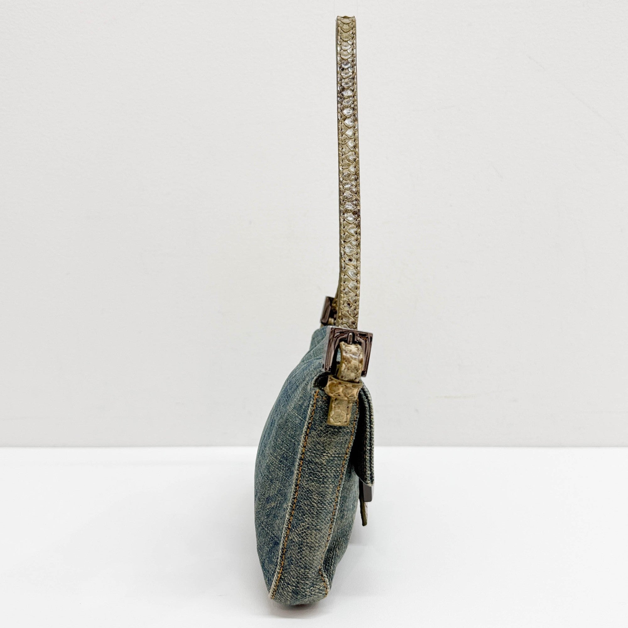 Mini Baguette Blue Denim Shoulder Bag
