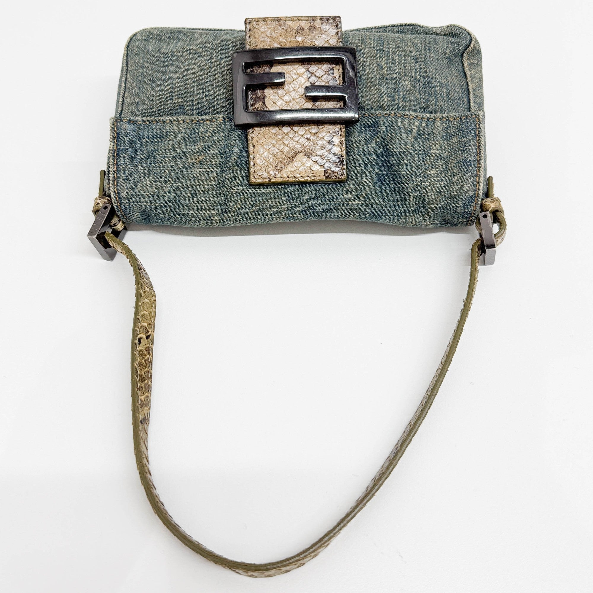Mini Baguette Blue Denim Shoulder Bag