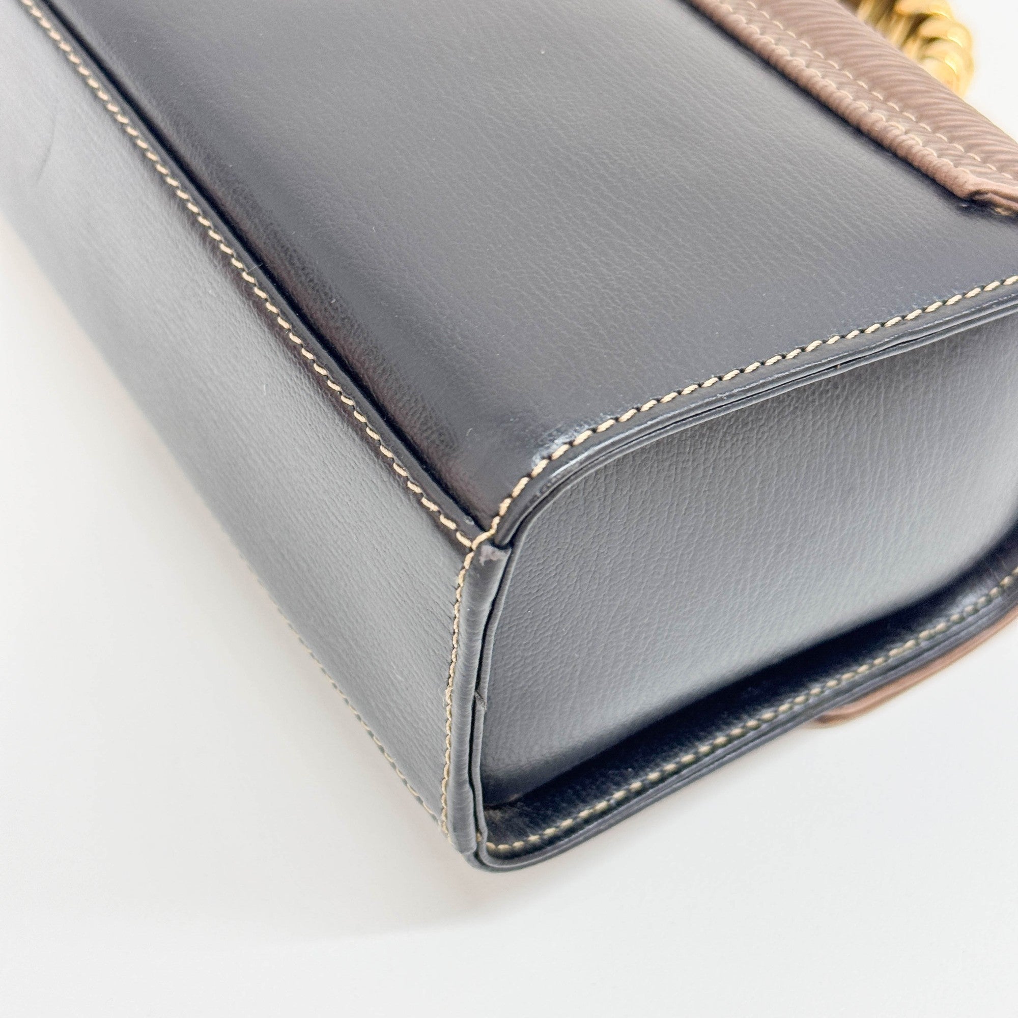 Velasquez Black Leather Hand Bag