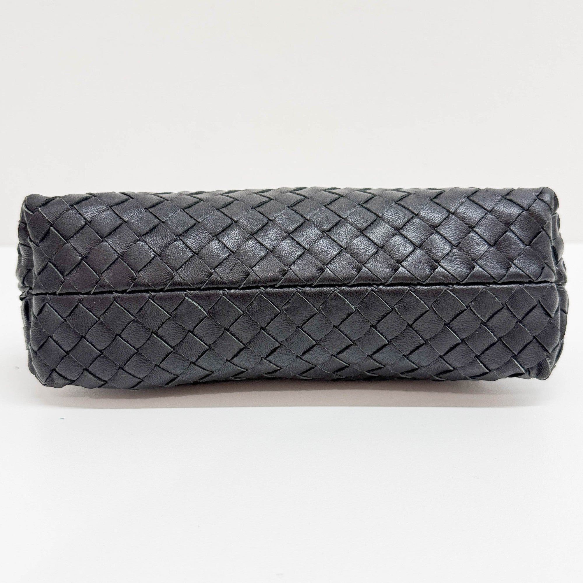 Intrecciato Black Leather Shoulder Bag