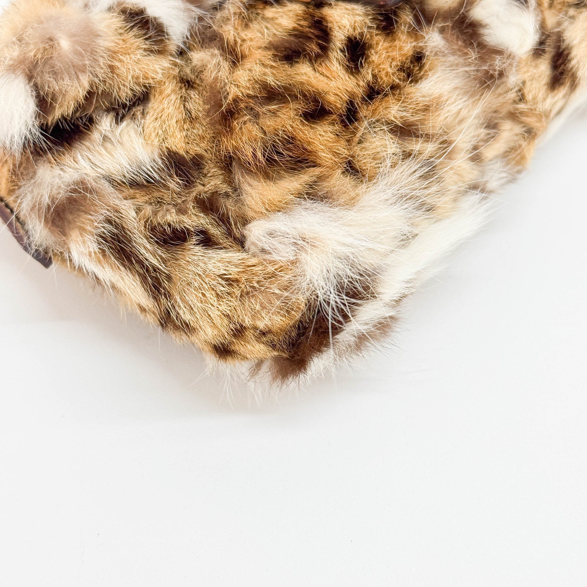 Mini Baguette Bejeweled Bird Brown Fur Hand Bag