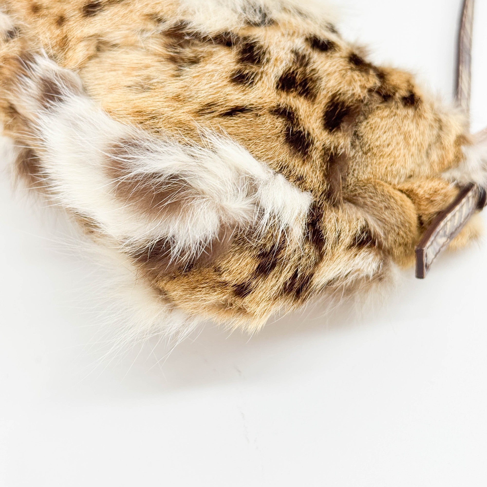 Mini Baguette Bejeweled Bird Brown Fur Hand Bag