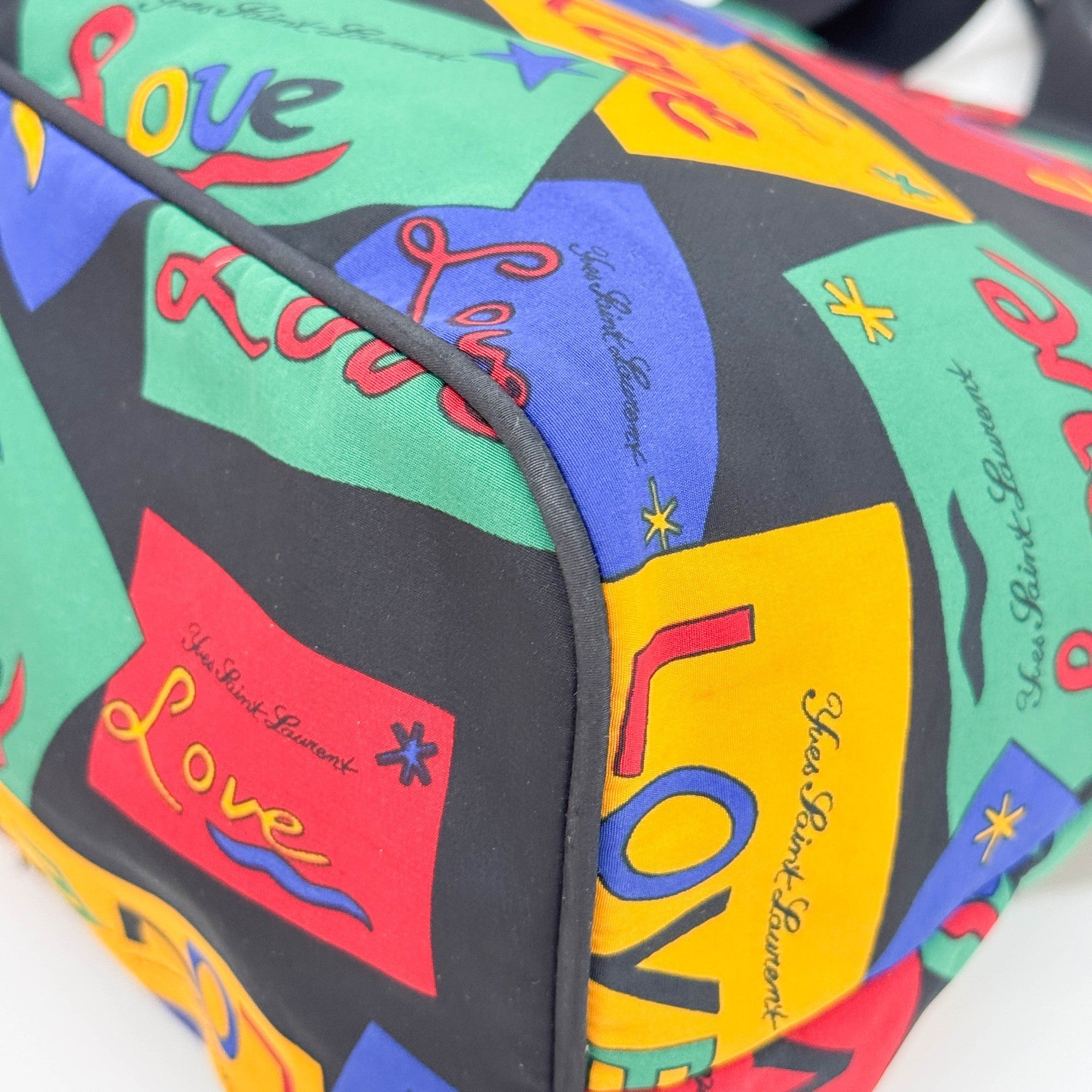 Multicolor "LOVE" Postcard Nylon Shoulder Tote Bag