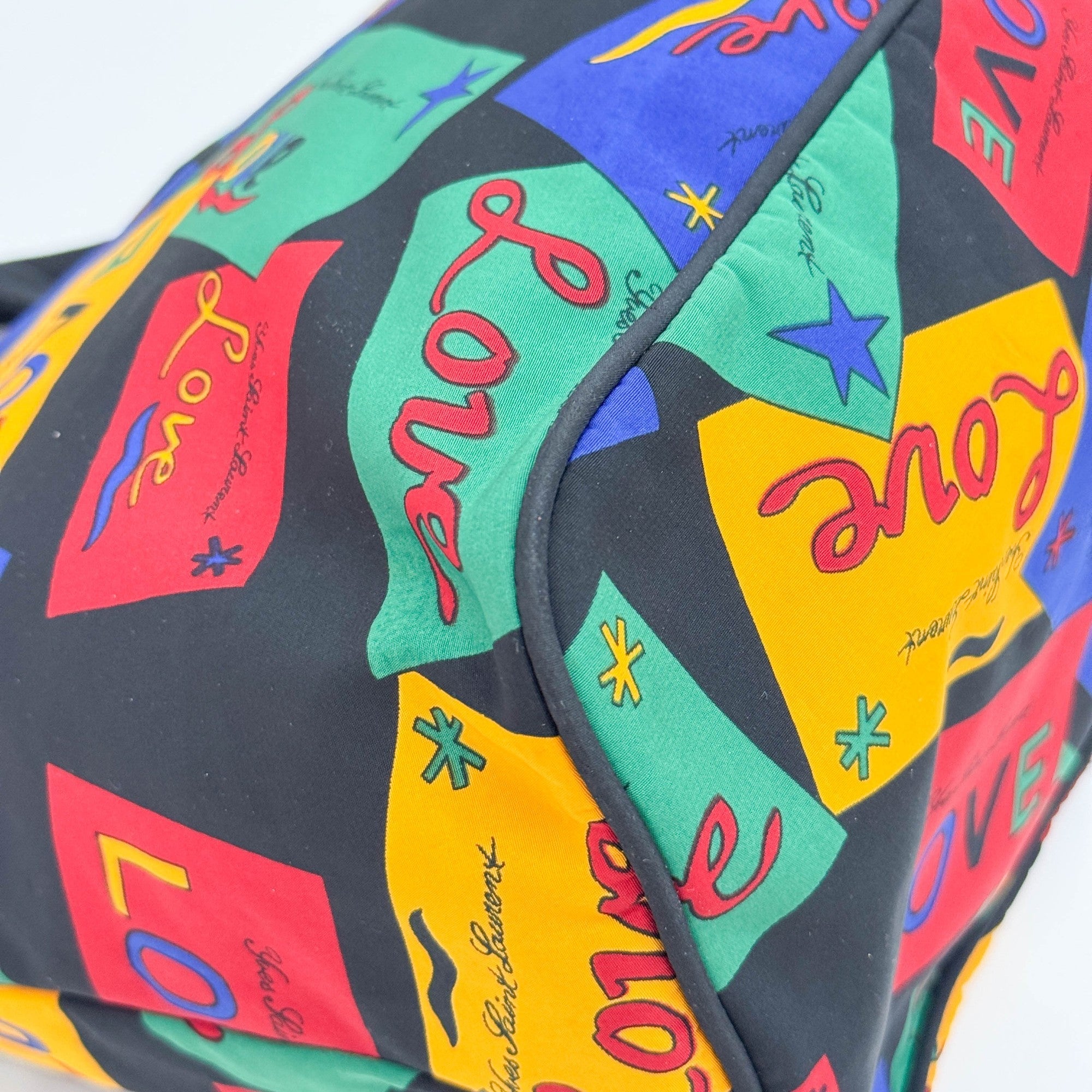 Multicolor "LOVE" Postcard Nylon Shoulder Tote Bag