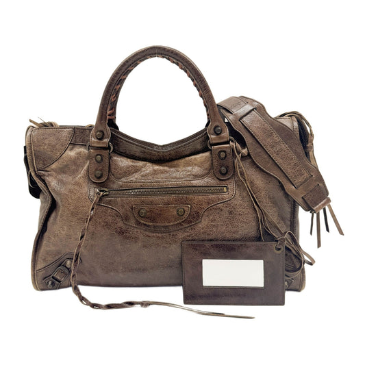 The City Brown Leather Two Way Bag